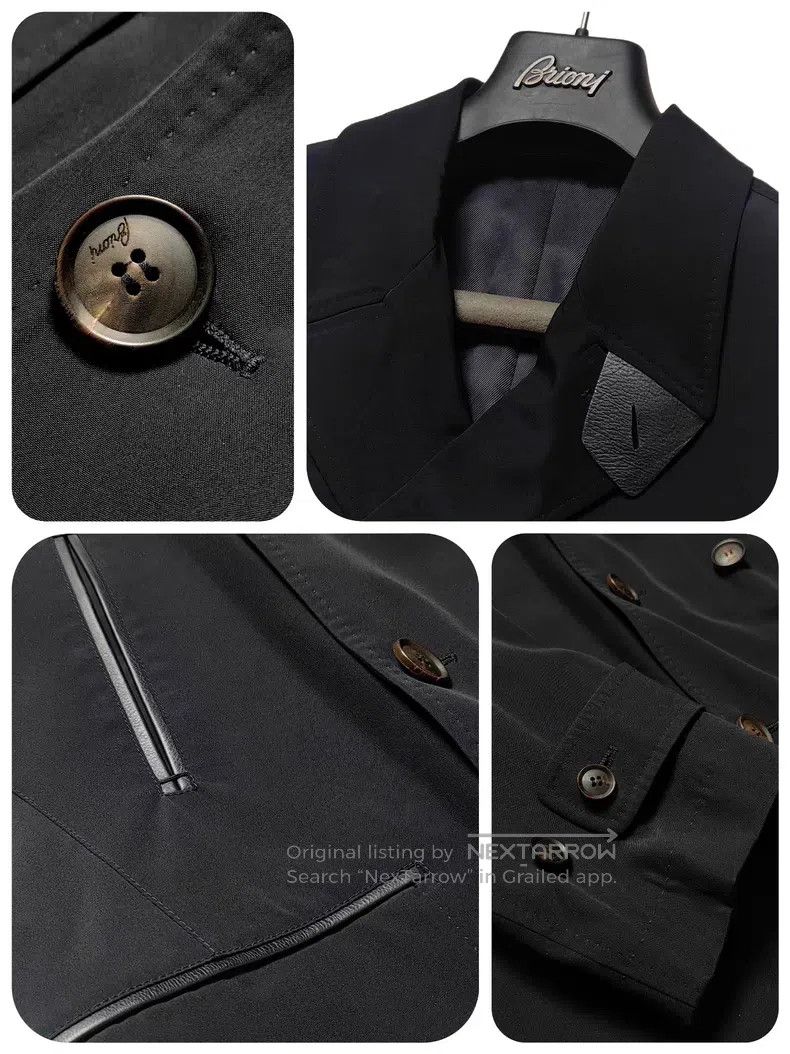 Brioni Brioni Wool and silk leather-trimmed thin short coat Size US L / EU 52-54 / 3 - 8 Thumbnail