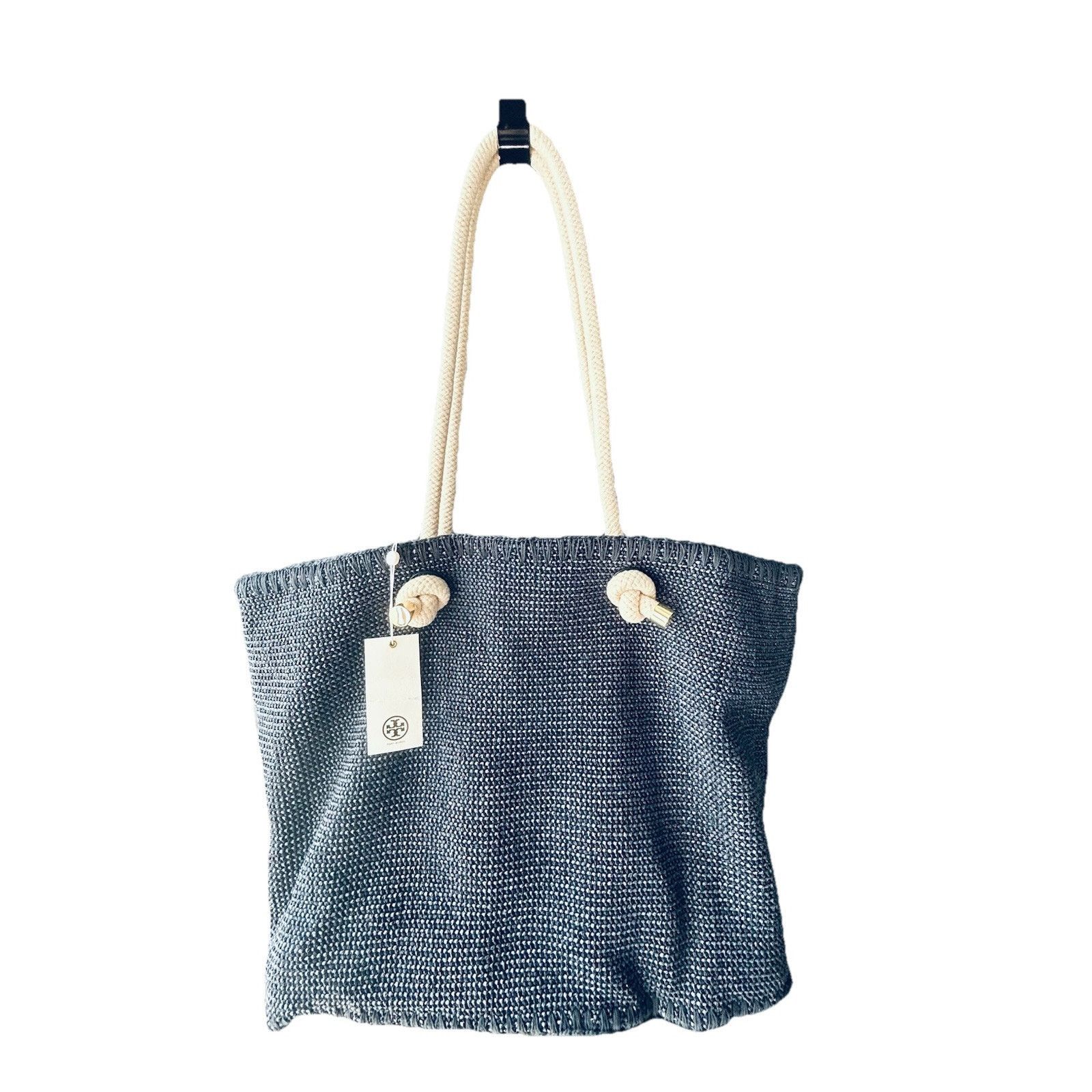 Tory Burch NWT Tory Burch Knotted Whale Tote Navy Blue Handbag Bag Rare Size ONE SIZE - 8 Thumbnail