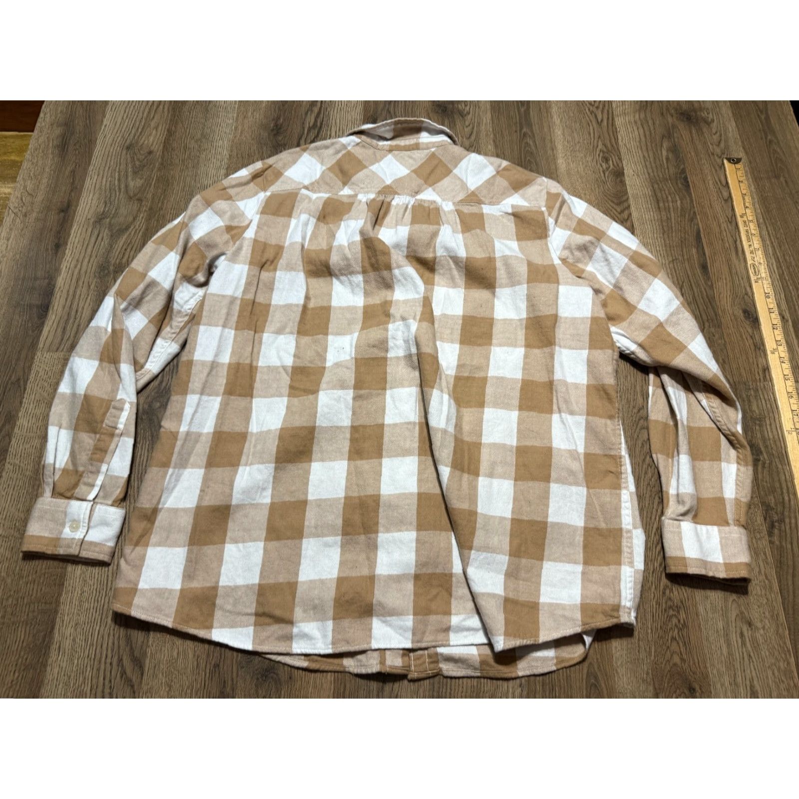 Lands' End Lands' End Shirt Women XL Brown White Check Long Sleeve Button-Up Shirt Size XL / US 12-14 / IT 48-50 - 2 Thumbnail