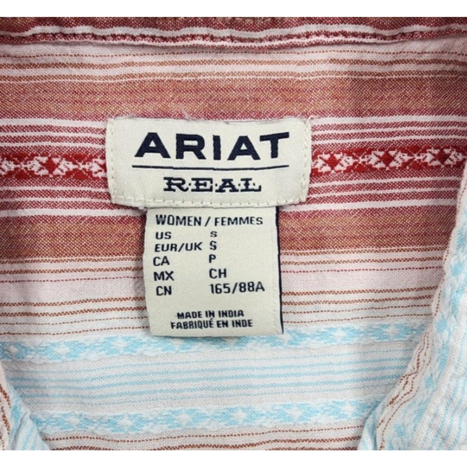 Ariat Ariat REAL Shirt Womens Small Red Blue Western Snap Button Long Sleeve Cotton Size S / US 4 / IT 40 - 5 Thumbnail