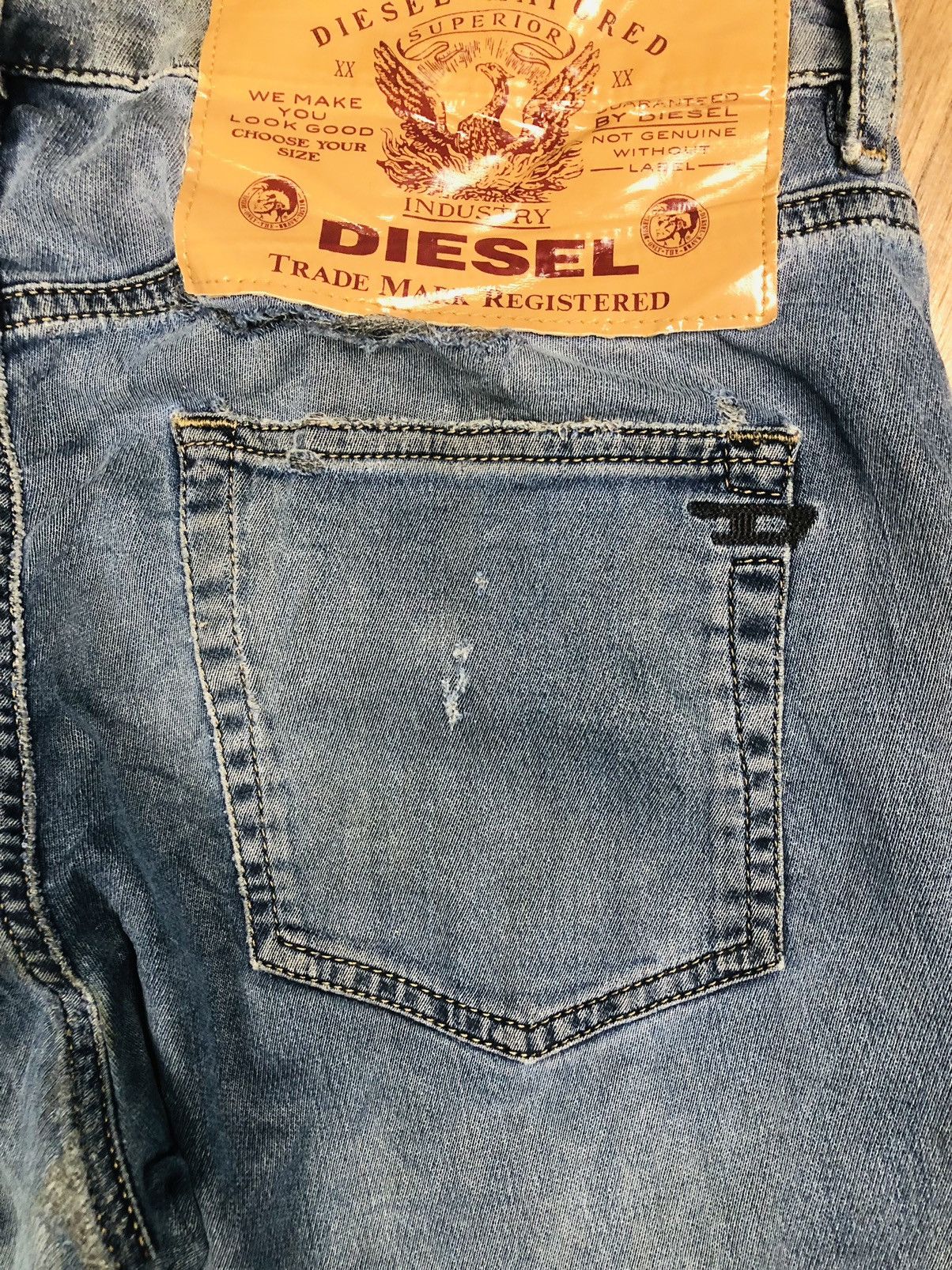 Diesel DIESEL Blue Distressed Patchwork Jeans Slim Fit (40) Size US 32 / EU 48 - 21 Thumbnail
