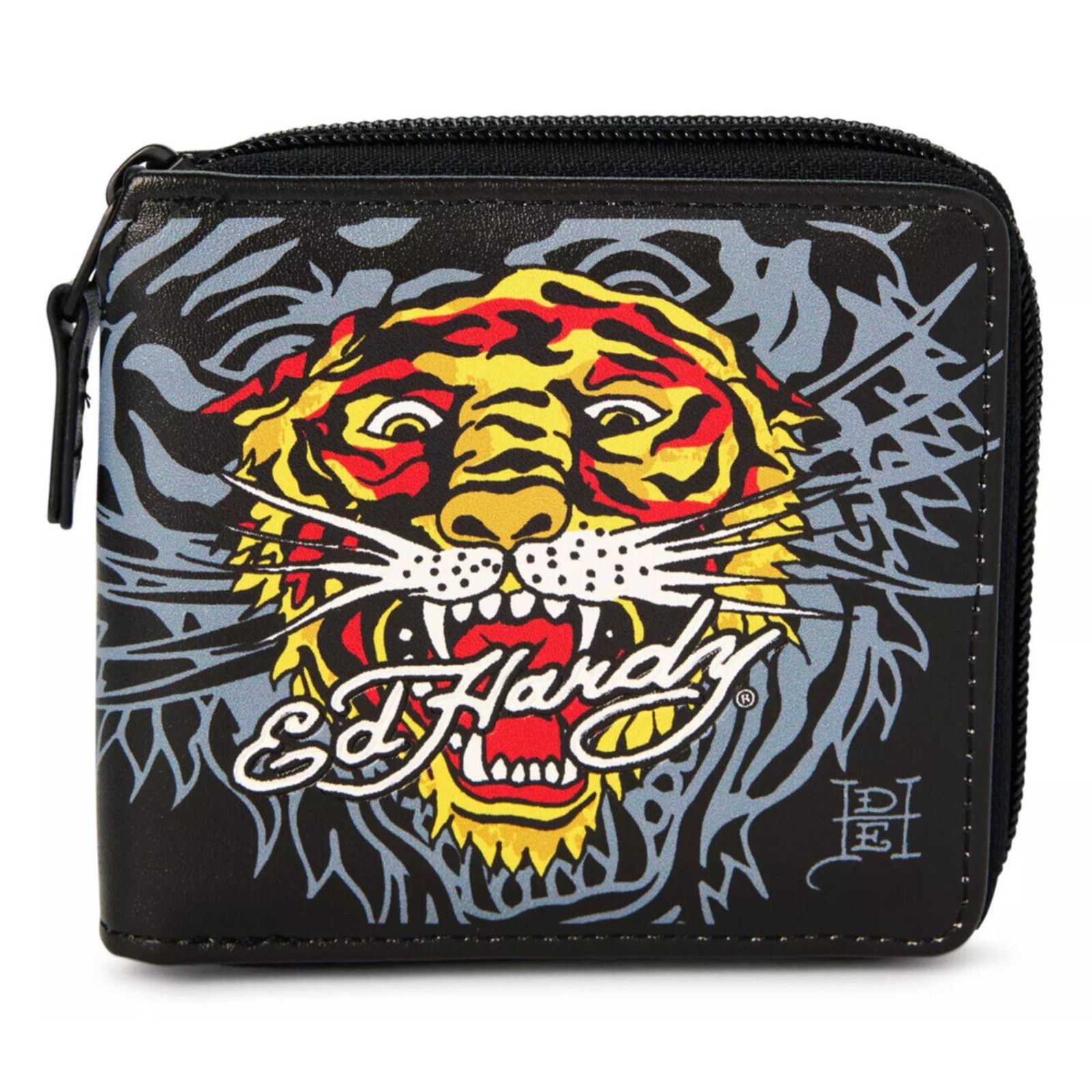 Ed Hardy Ed Hardy Men's Tiger Print Zip Bifold Black Wallet Size ONE SIZE - 1 Thumbnail