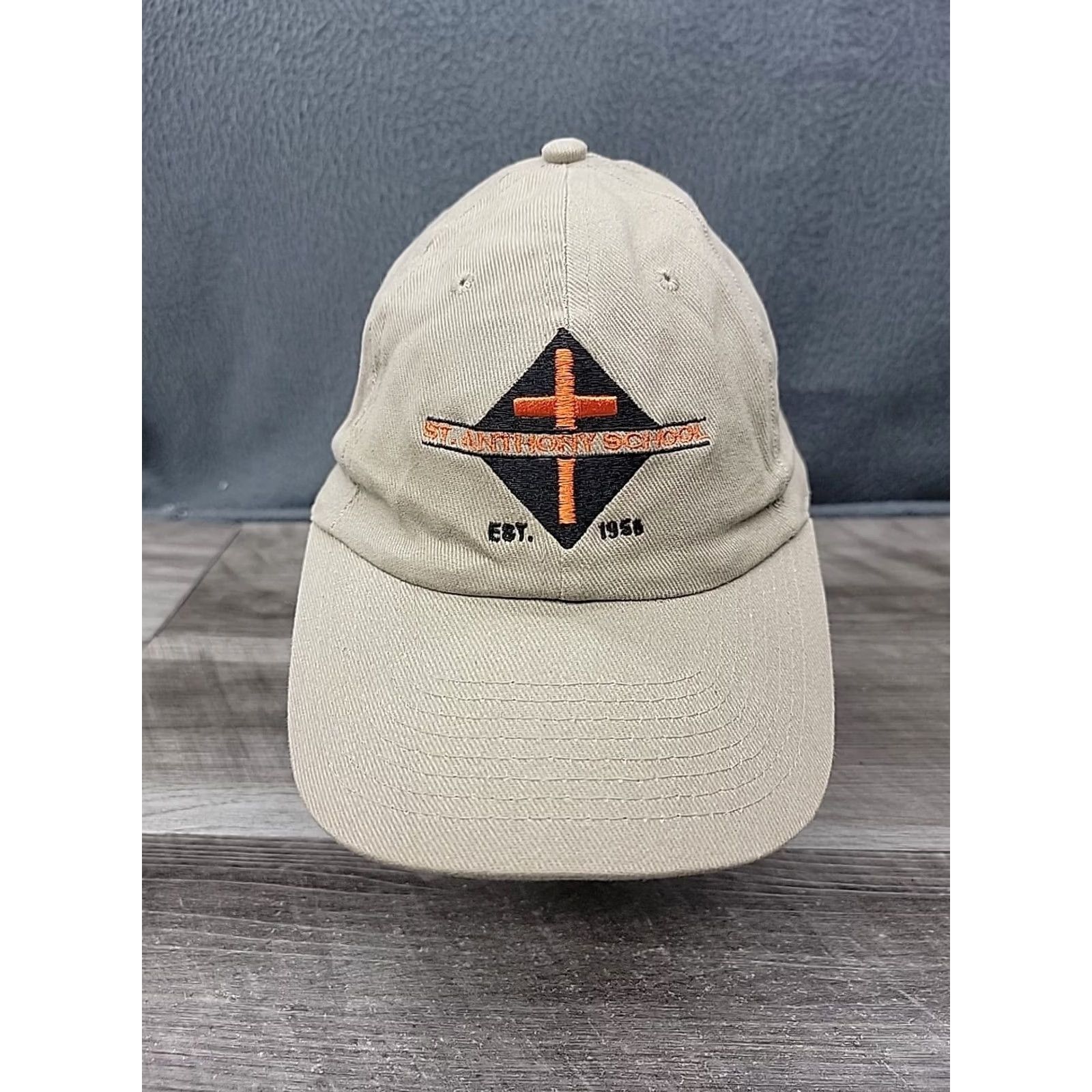 Vintage St. Anthony School Hat Cap Adult Adjustable Baseball Cap Men One Size Beige Cobra Size ONE SIZE - 2 Thumbnail