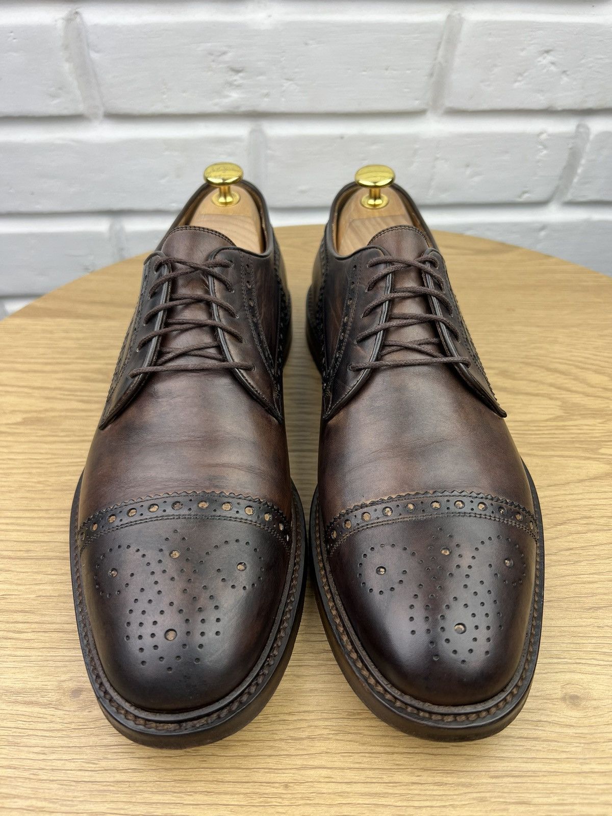 Gucci GUCCI Derby Brogues Leather Shoes Wingtip Brown Men’s Size US 10 / EU 43 - 4 Thumbnail
