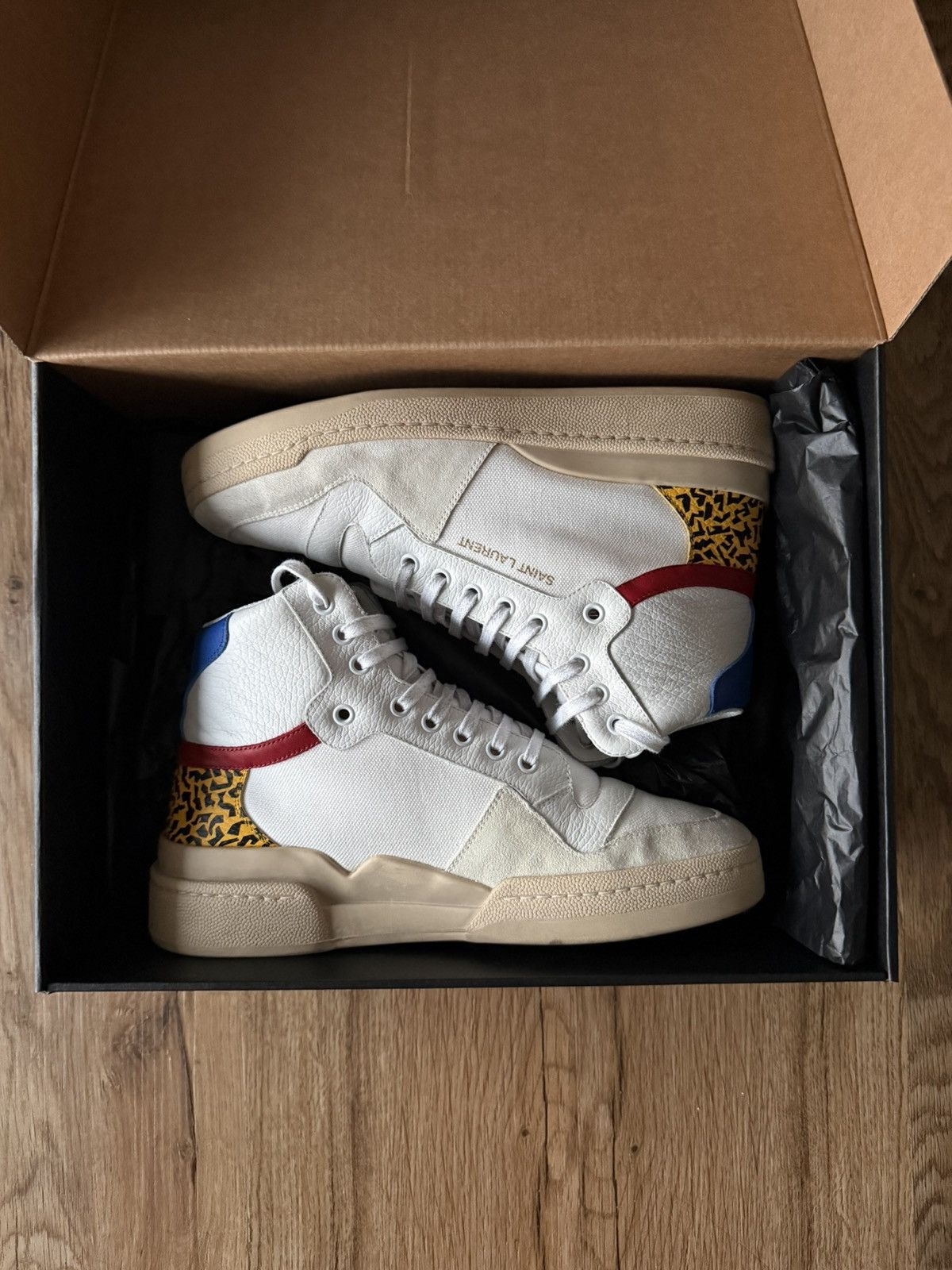 Saint Laurent Paris Saint Laurent Paris SL/24 Mid Top Sneakers – White Leopard Size US 8 / EU 41 - 12 Thumbnail