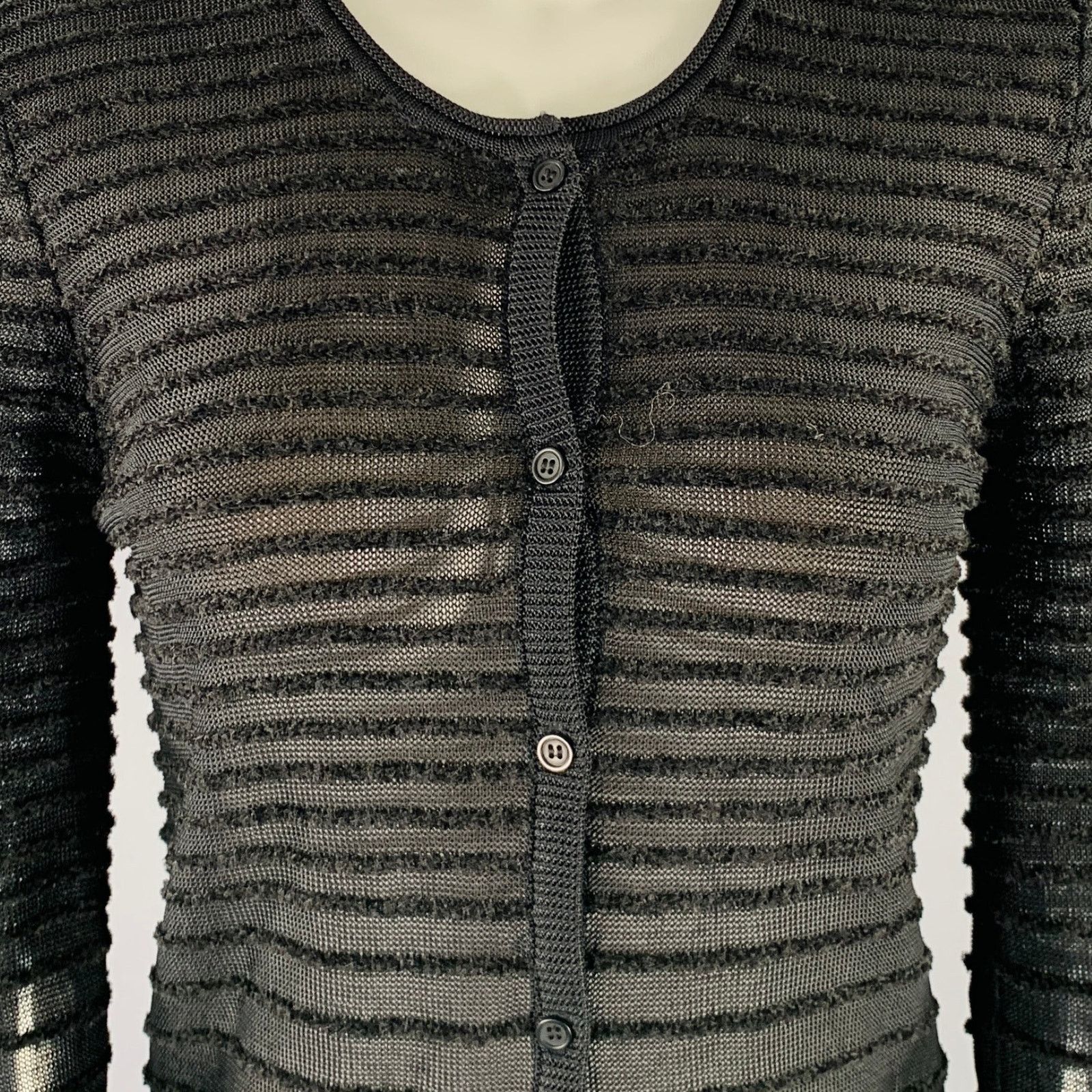 Yigal Azrouel YIGAL AZROUEL Size S Black Knit Ribbed Cardigan Size S / US 4 / IT 40 - 2 Thumbnail