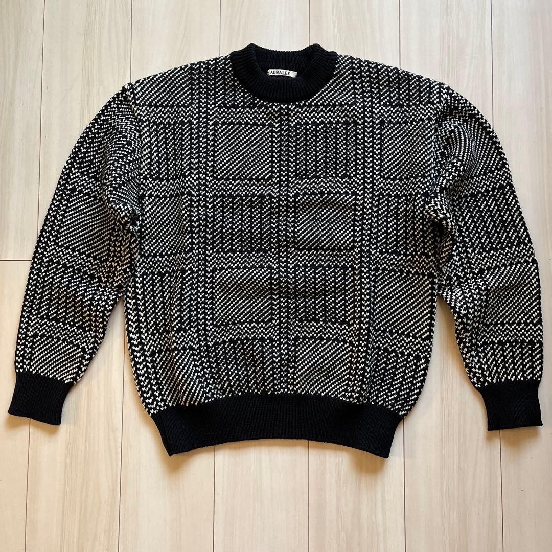 Auralee AURALEE Hard Twist Jacquard Knit Sweater Black 3 Size US L / EU 52-54 / 3 - 1 Thumbnail