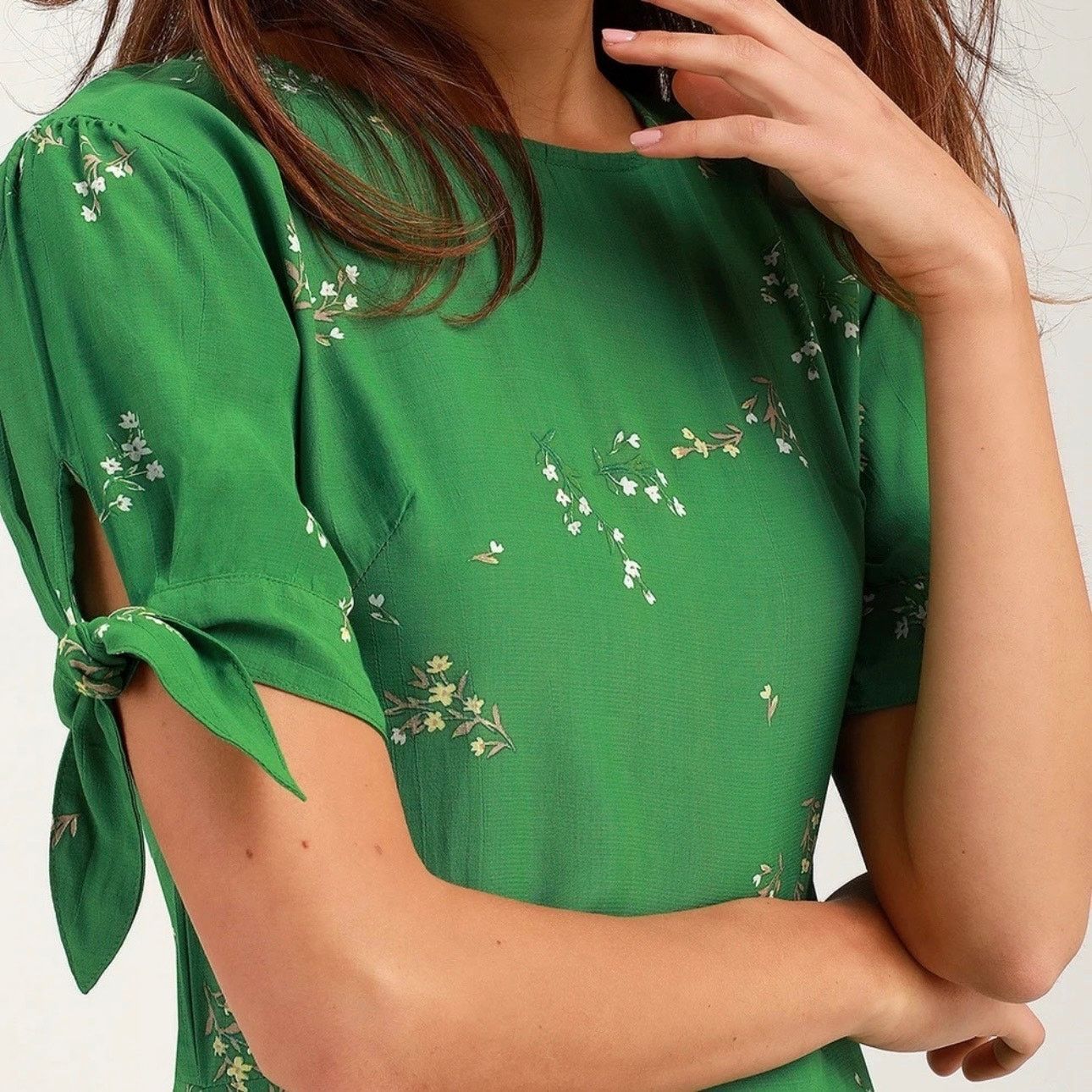 Faithfull the Brand Emilia Green Floral PrintMidi Dress Sz 2