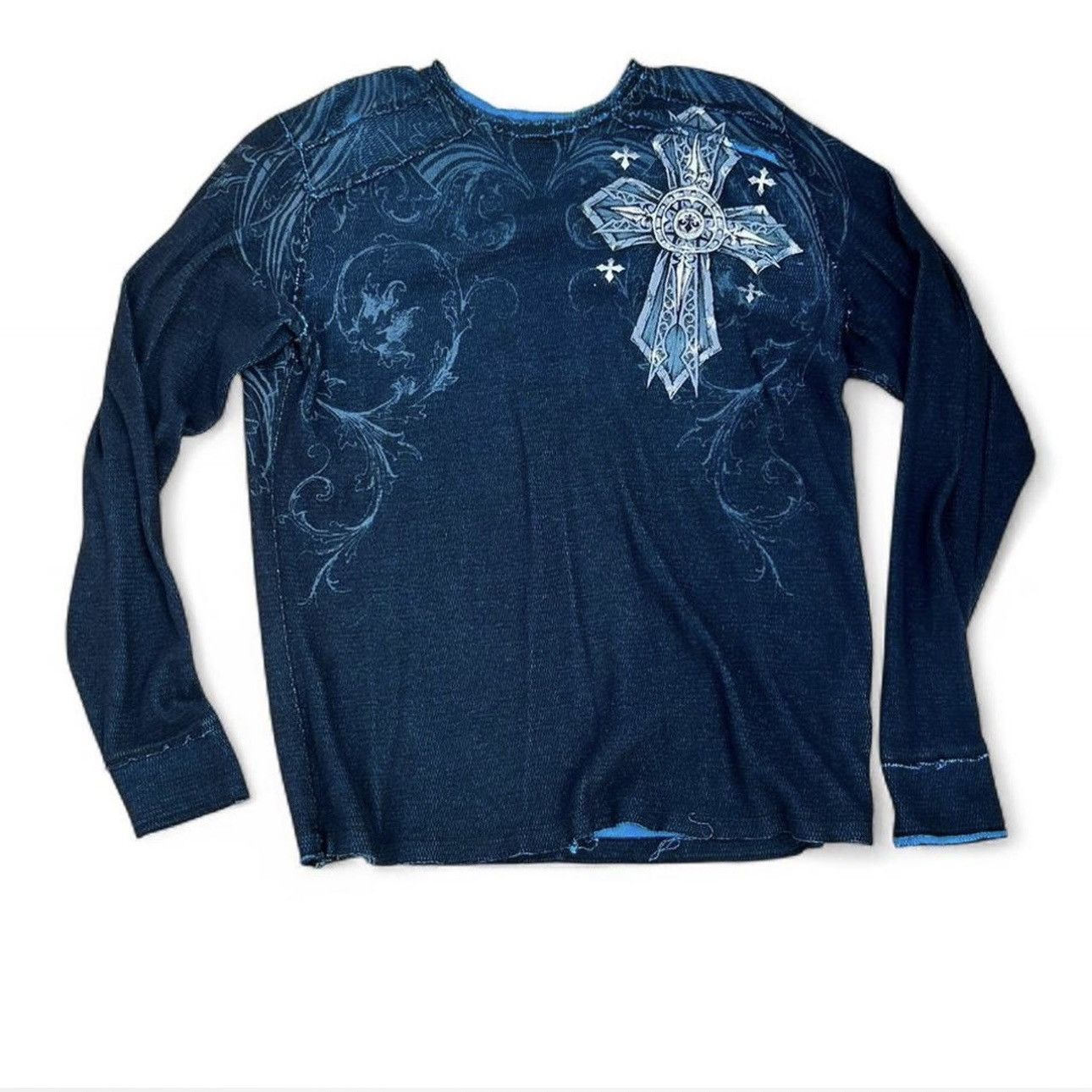 Affliction Affliction Blue Reversible Thermal Tee Size US XL / EU 56 / 4 - 1 Thumbnail