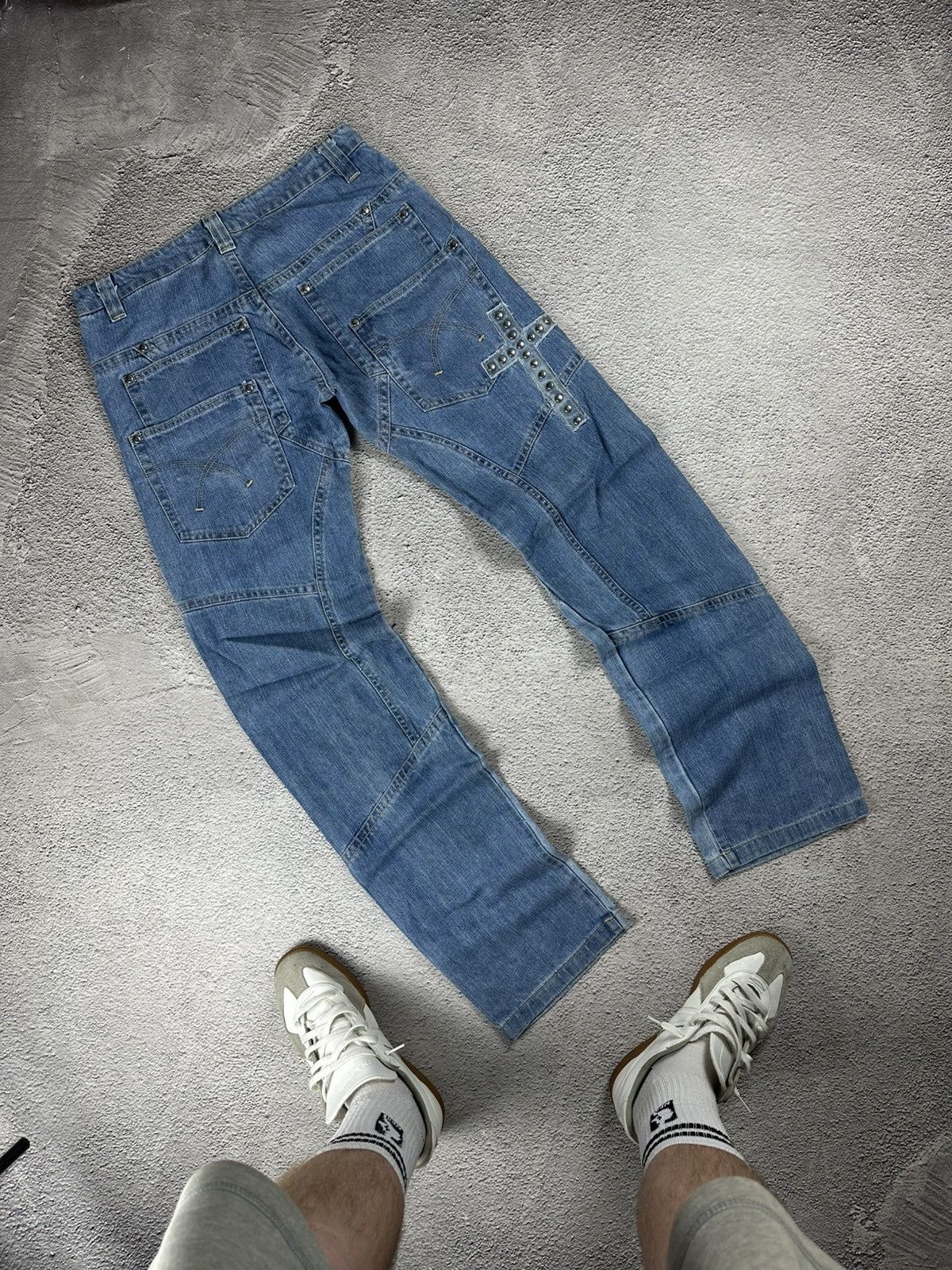 Other Y2K Cross Patchwork Denim Jeans Crashed Japan Avant Garde Size US 33 - 2 Thumbnail