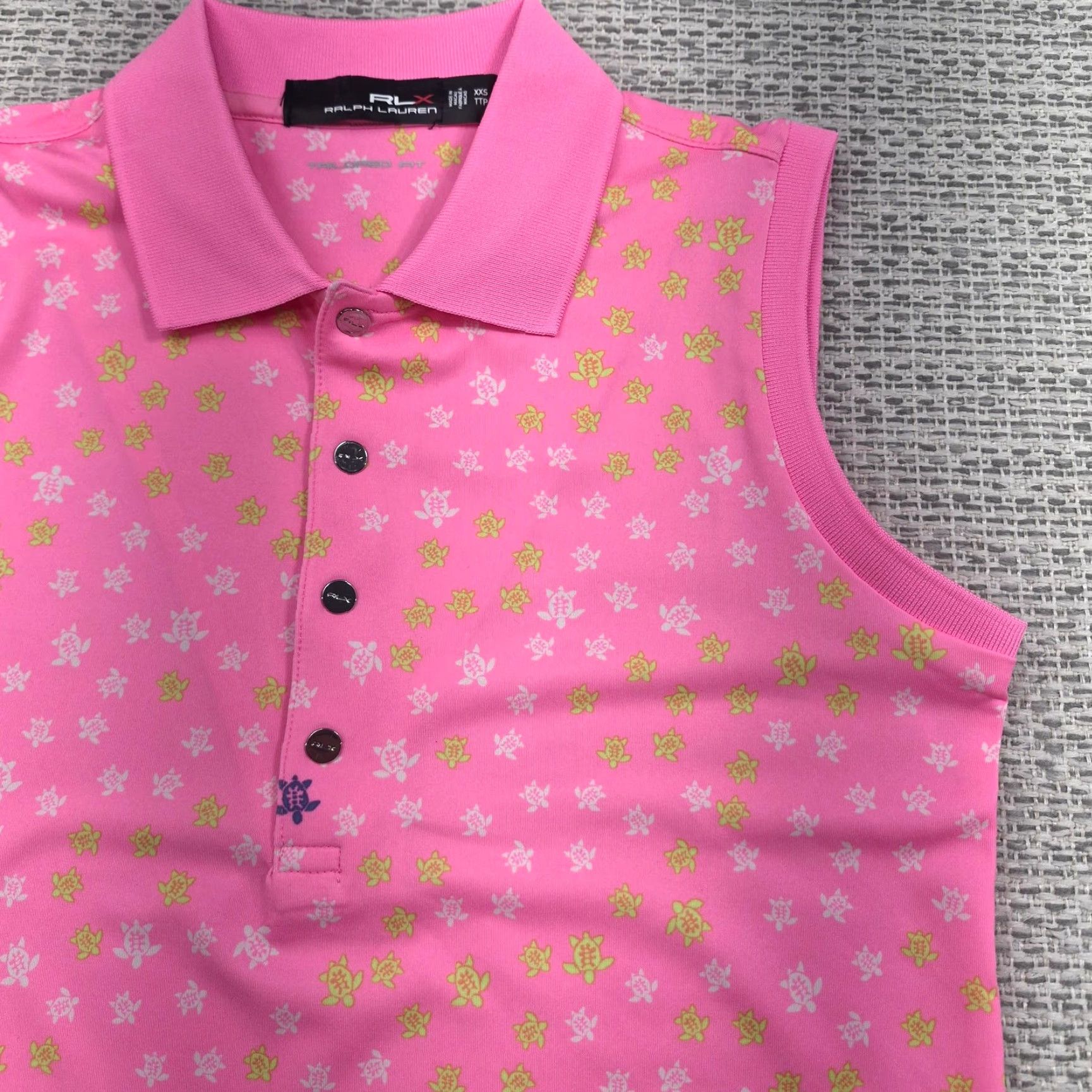 RLX Ralph Lauren RLX Ralph Lauren Polo Shirt Womens XXS Pink Turtle Print Golf Stretch Sleeveless Size XXS / US 00 / IT 34 - 2 Thumbnail