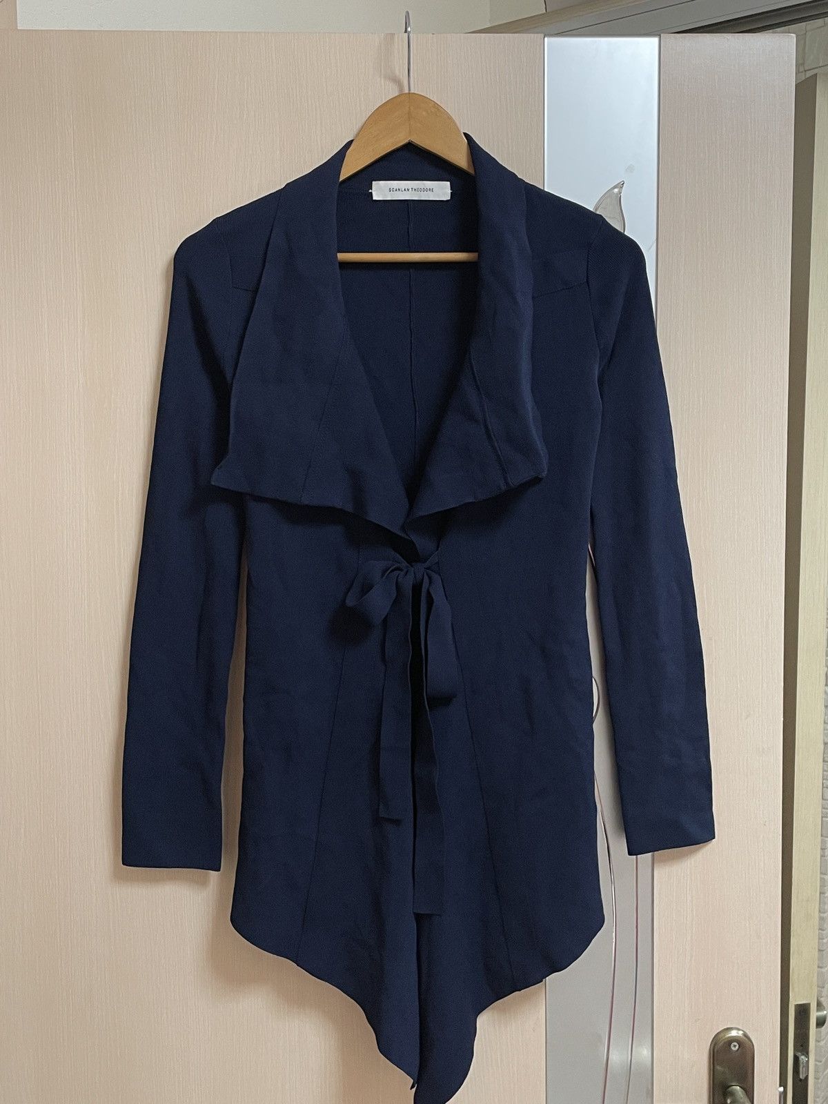 Scanlan Theodore Scanlan Theodore Crepe Knit Waterfall Cardigan Blue Size M Size M / US 6-8 / IT 42-44 - 3 Thumbnail