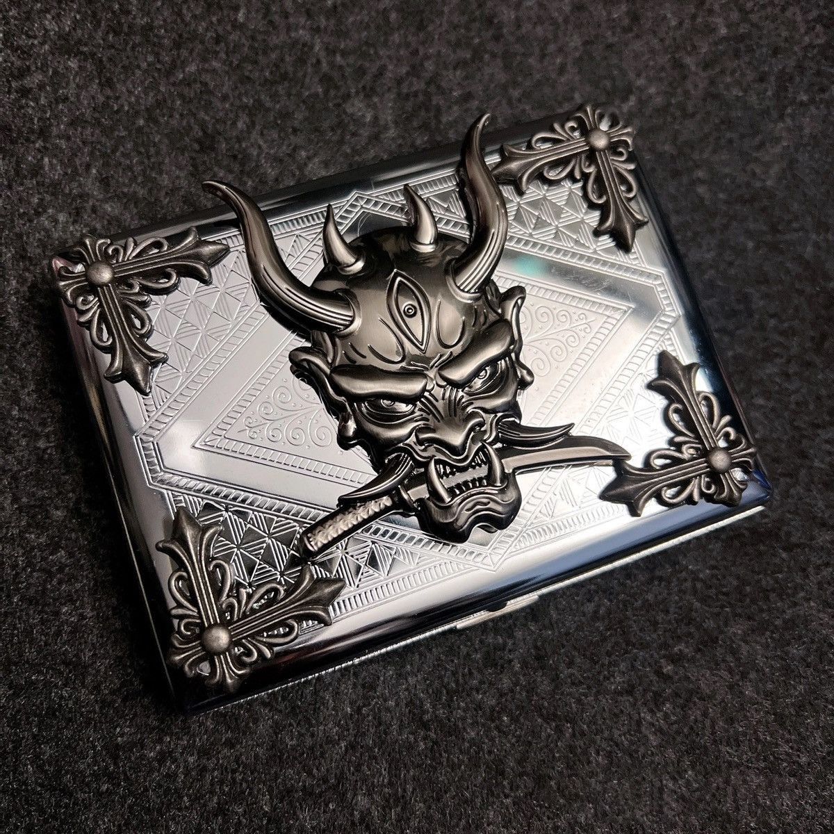 Japanese Brand Dark Style Thick Smoking Cigarette Box Case Size ONE SIZE - 1 Thumbnail