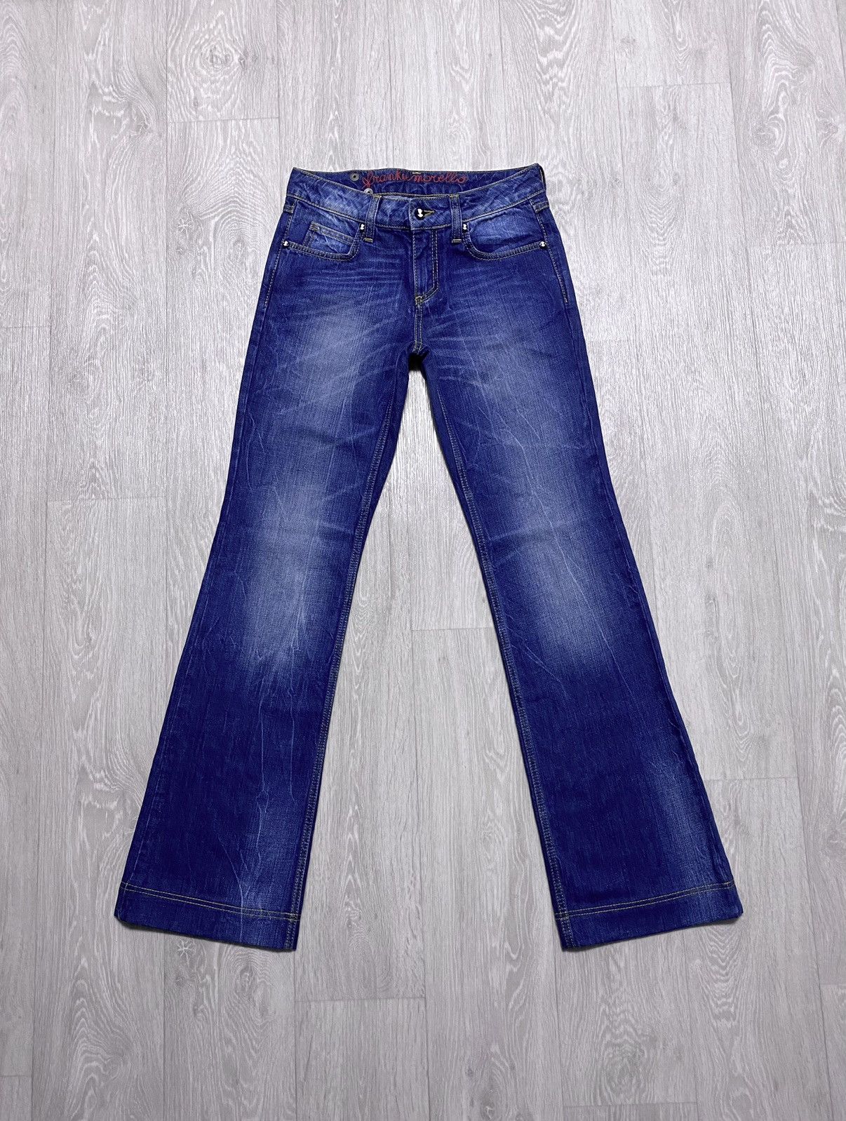 Frankie Morello Women’s Frankie Morello Flared Washed Navy Jeans Denim Logo Size 27" / US 4 / IT 40 - 2 Thumbnail