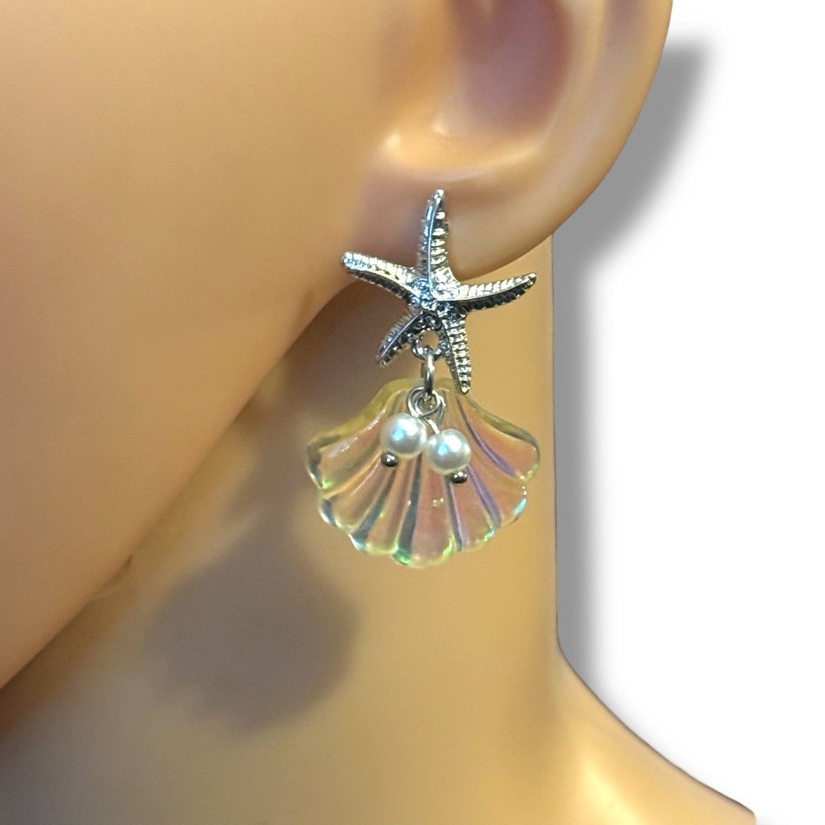 Other Silver tone starfish and resin clamshell dangle earrings Size ONE SIZE - 2 Thumbnail
