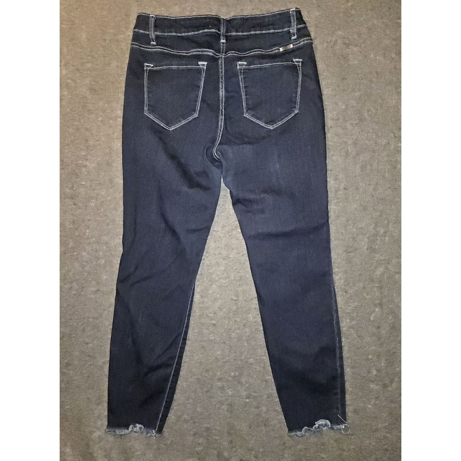 Vintage Kancan High Rise Skinny Ankle Jeans Women's 13/30 Frayed Hem Stretch Preppy Jeans Blue Denim City 90s Womens Size 34" / US 12 / IT 48 - 7 Thumbnail