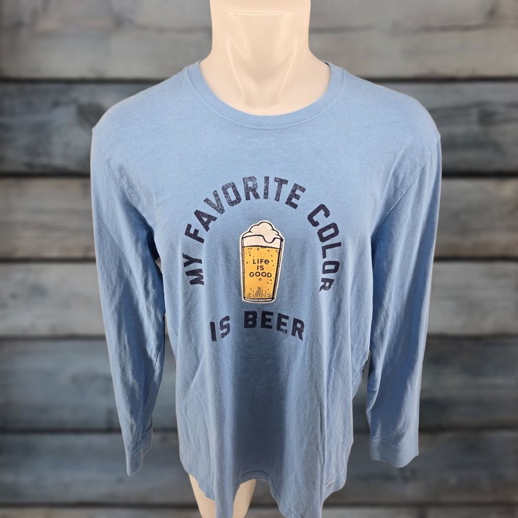 Life is Good Life is Good Crusher Long Sleeve T Shirt Large "My Favorite Color Is Beer" Men Shirt Blue XS? Size US L / EU 52-54 / 3 - 1 Thumbnail