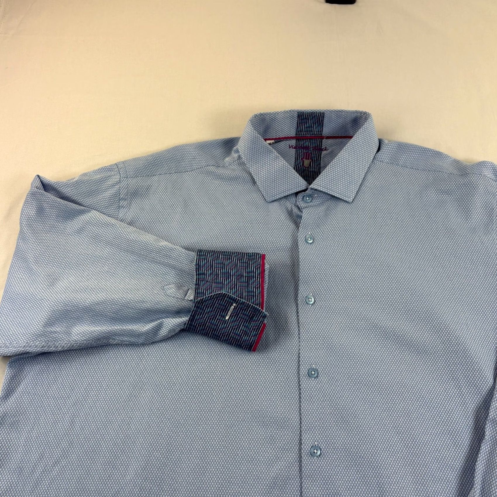 Luchiano Visconti VINTAGE Visconti Big 3XB Blue Argyle Button-Up Shirt Mens Casual Party/Cocktail Shirt Size US XXL / EU 58 / 5 - 3 Thumbnail