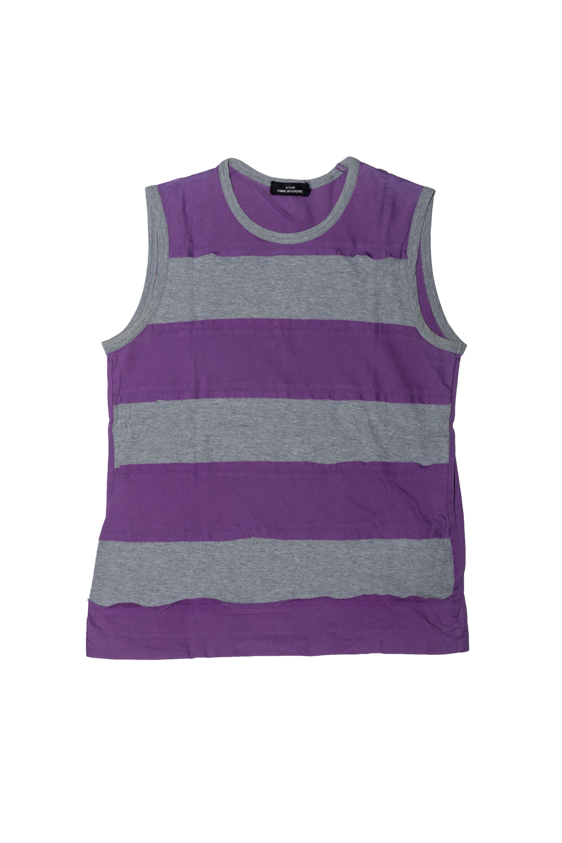 Tricot Comme des Garcons Panelled Purple Grey Vest Tank Top Size S / US 4 / IT 40 - 1 Thumbnail