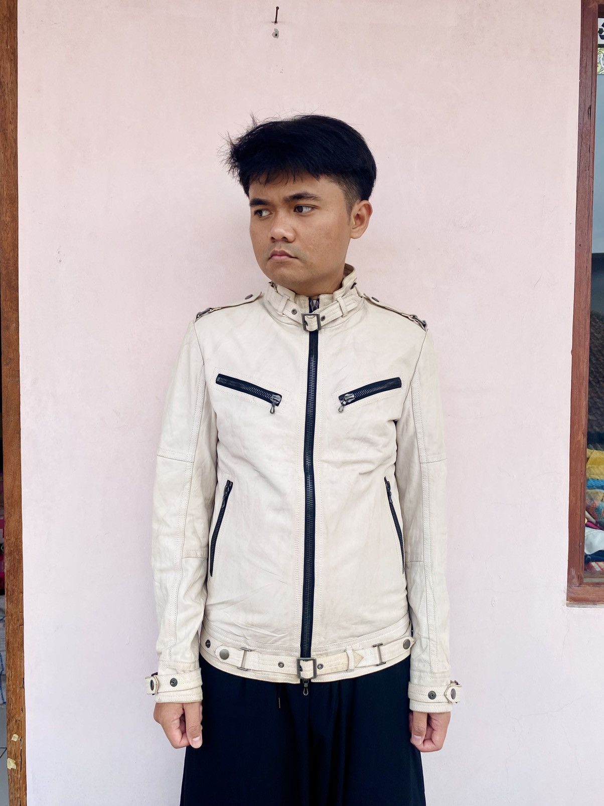 Shellac 2000s Shellac - White Cyber Rider Leather Jacket Size US M / EU 48-50 / 2 - 1 Thumbnail