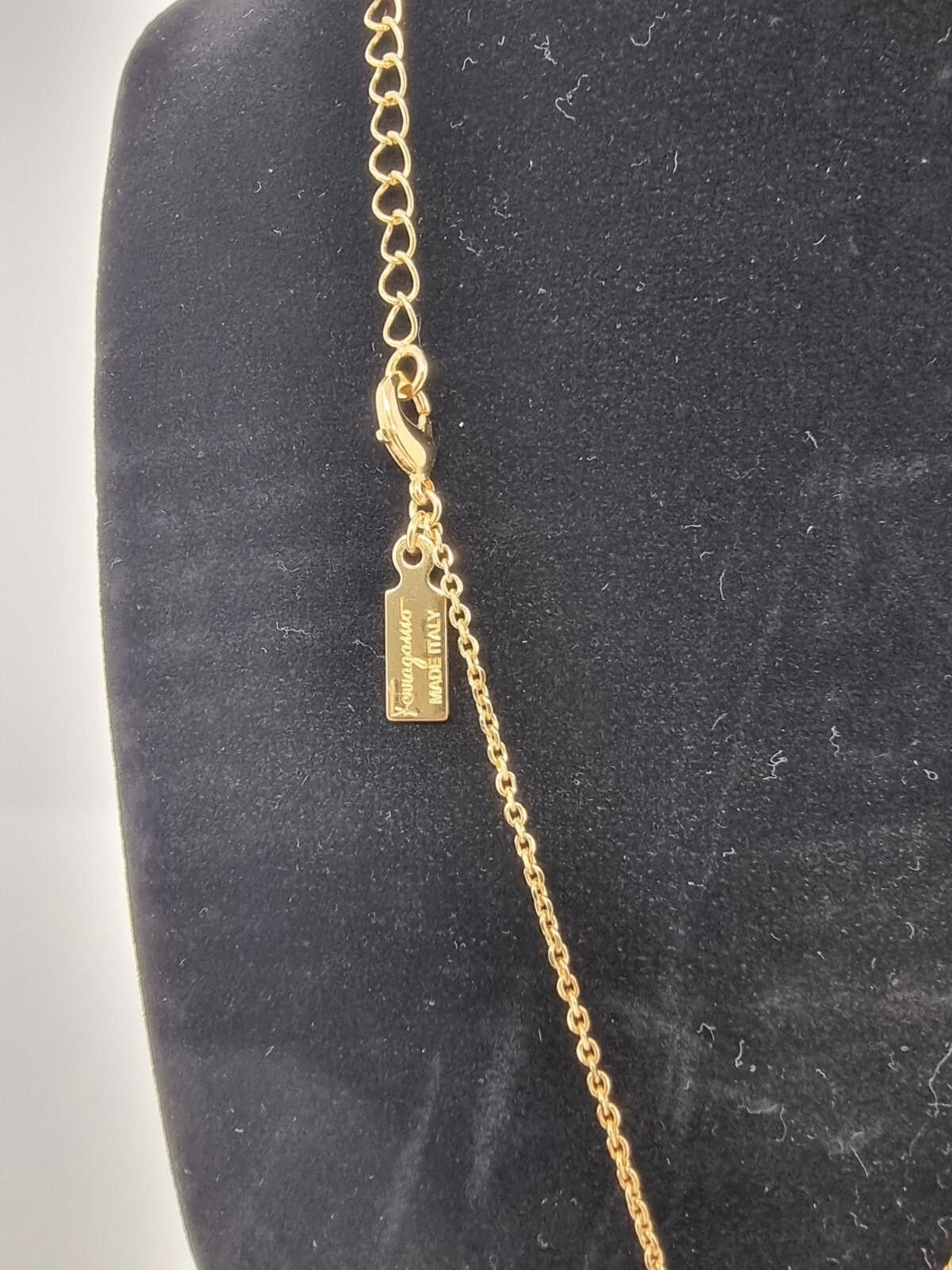 Salvatore Ferragamo SALVATORE FERRAGAMO Gancini Necklace Crystal Gold Pendant Size ONE SIZE - 3 Thumbnail