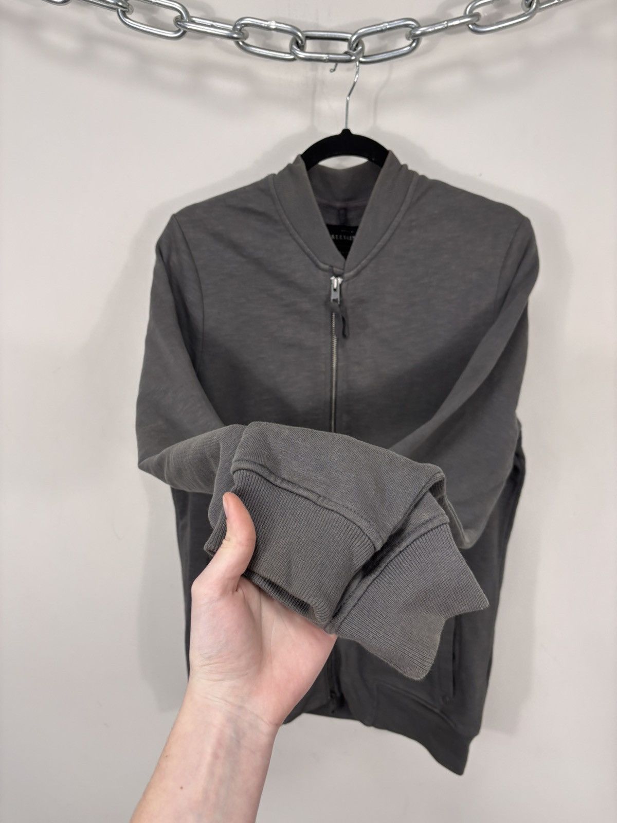 Allsaints AllSaints Men’s Grey Full Zip Cotton Newton Bomber Jacket Size US S / EU 44-46 / 1 - 12 Thumbnail