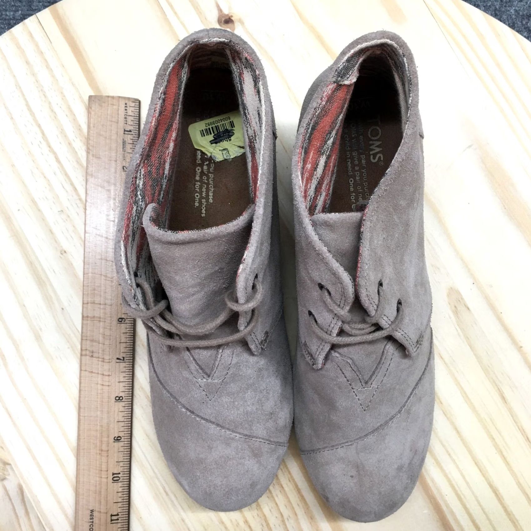 Toms TOMS Ankle Boots Womens 10 Brown Desert Round Toe Laced Up Wedge Heel Suede Boots Size US 10 / IT 40 - 7 Thumbnail