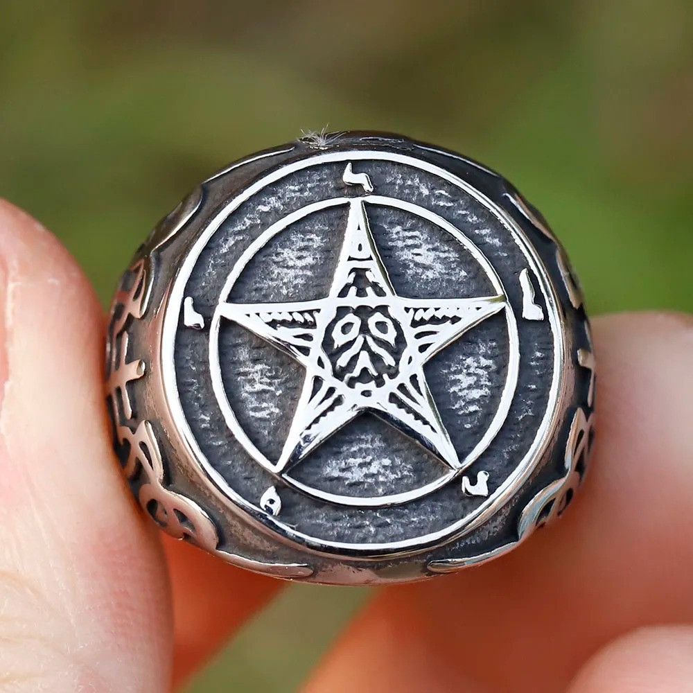 Jewelry Pentagram Five Point Ring Streetwear Jewelry Fashion Gift Size ONE SIZE - 5 Thumbnail