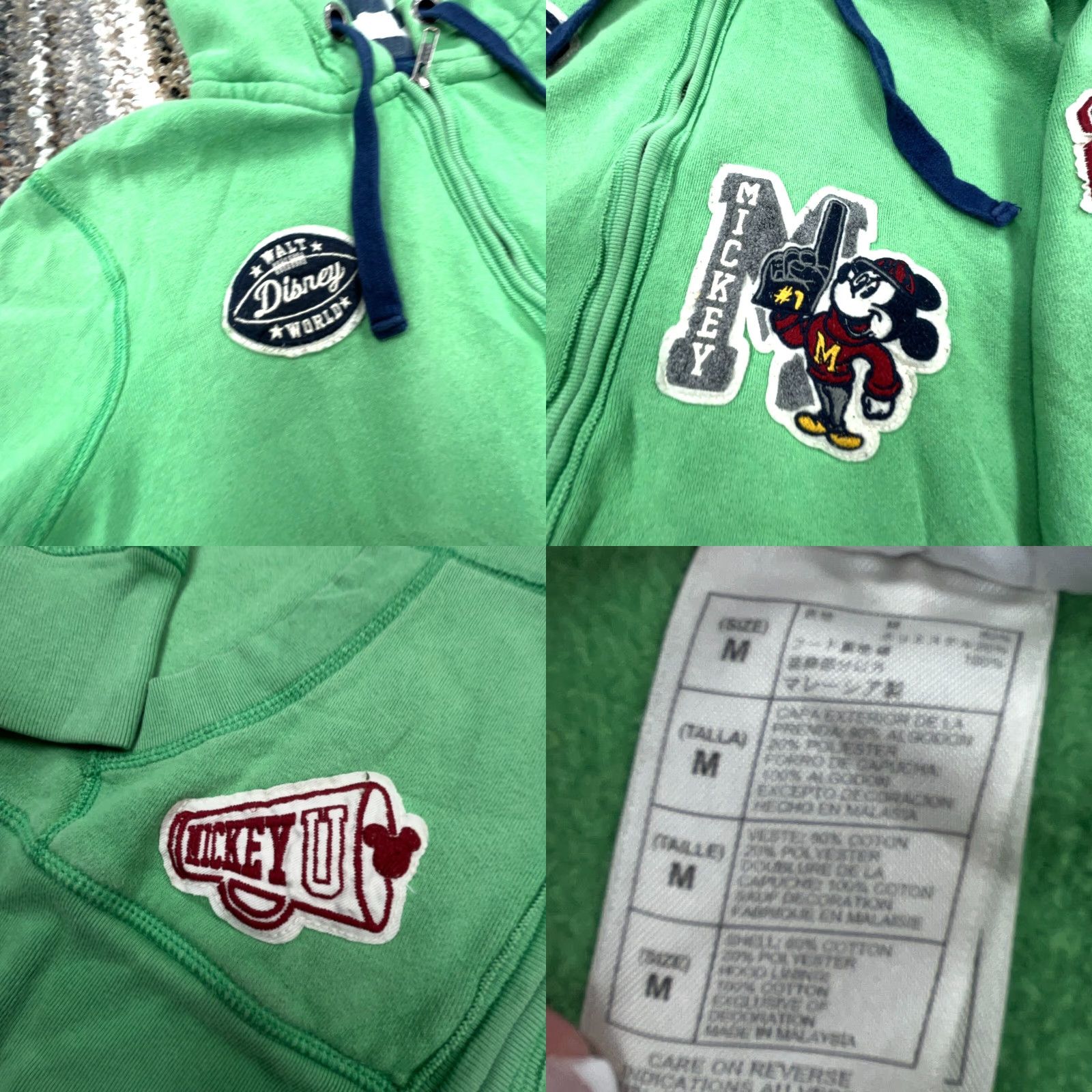 Disney Disney Parks Authentic Hoodie Women M Green Sweatshirt Jacket Mickey World Cartoon Logo Embroidered Full Zip Pockets All Seasons Short Sleeve not— Size M / US 6-8 / IT 42-44 - 8 Thumbnail