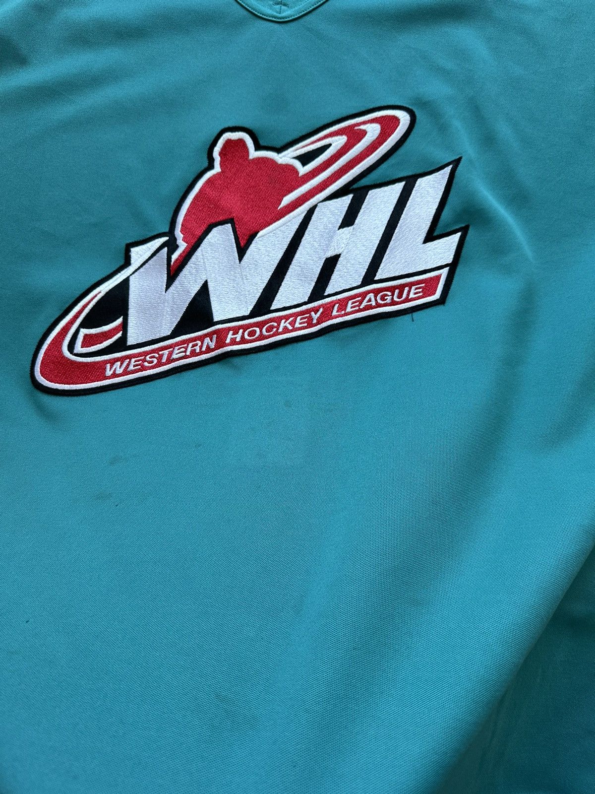 Reebok Vintage 90s Reebok WHL CHL Fight Strap Authentic Teal Jersey Size US XXL / EU 58 / 5 - 5 Thumbnail