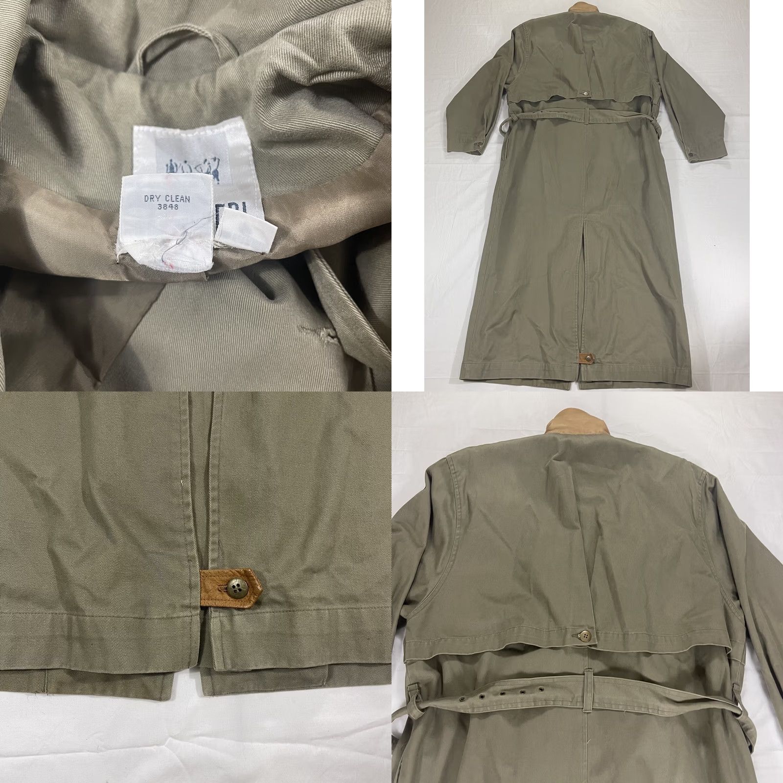 Olive Vintage Together! Womens 12 Tall Olive Green Duster Jacket Trench Coat Army 80s Size XL / US 12-14 / IT 48-50 - 9 Thumbnail