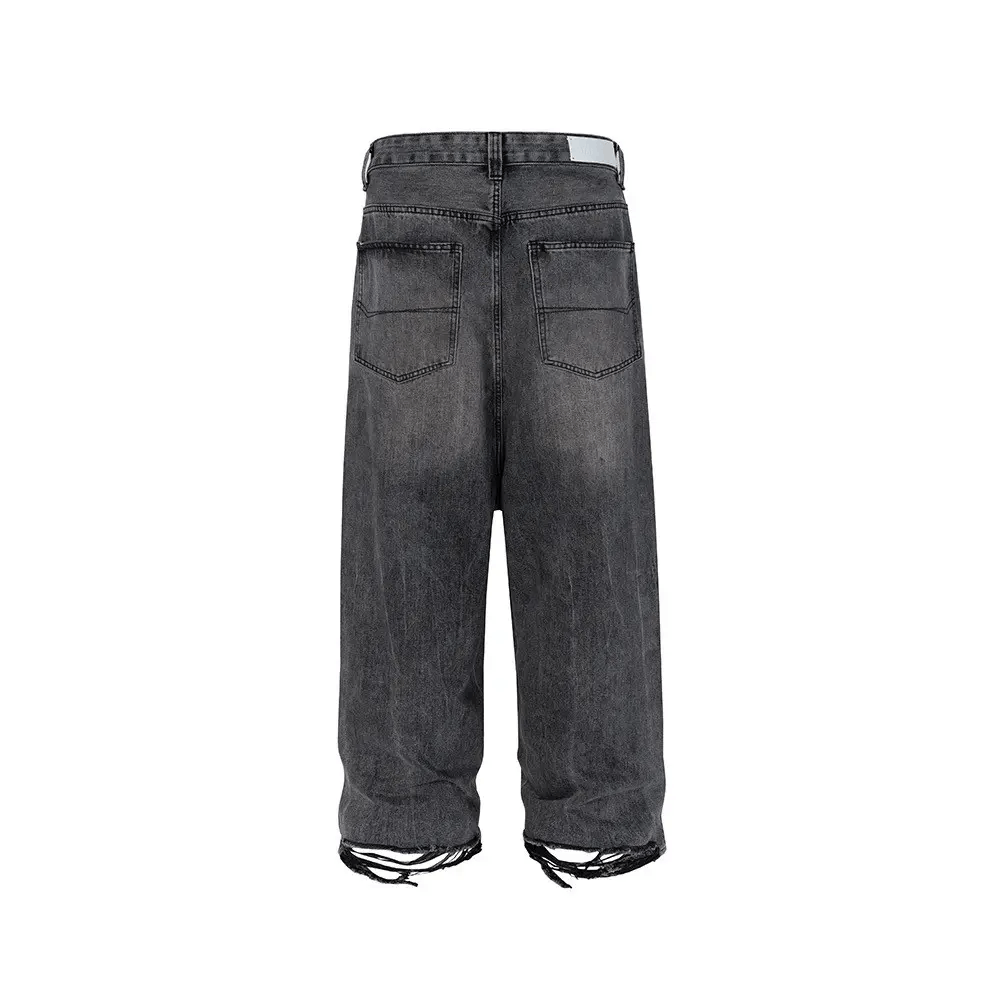 Japanese Brand × Vintage Dark Grey Washed Damage Baggy jeans y2k streetwear Size US 34 / EU 50 - 9 Thumbnail