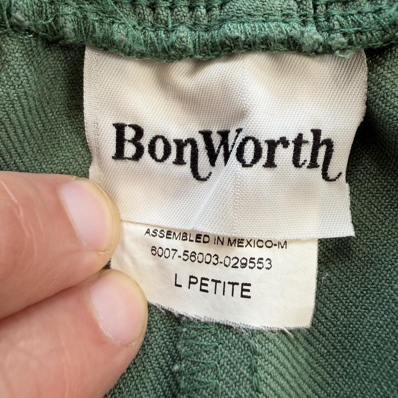 Other Vintage BonWorth Green Elastic Waist Petite Pants Womens L Size 36" / US 14 / IT 50 - 3 Thumbnail