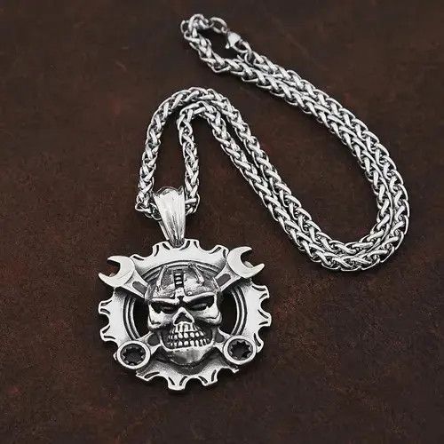Jewelry Mechanical Skull Necklace Pendant Size ONE SIZE - 2 Thumbnail