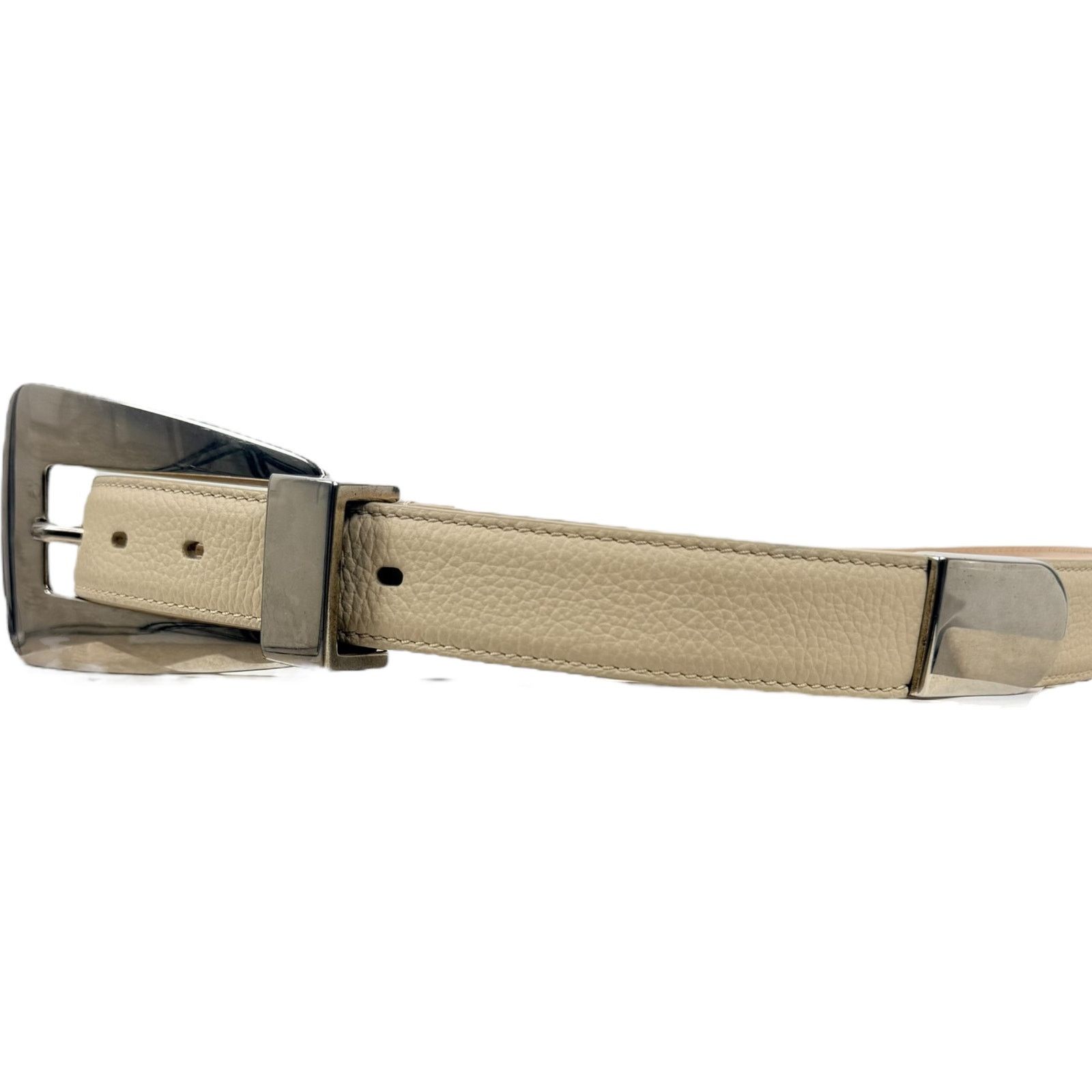 KHAITE Khaite Lucca Leather Belt Solid Brass Buckle Dark Ivory 90 Size ONE SIZE - 4 Thumbnail