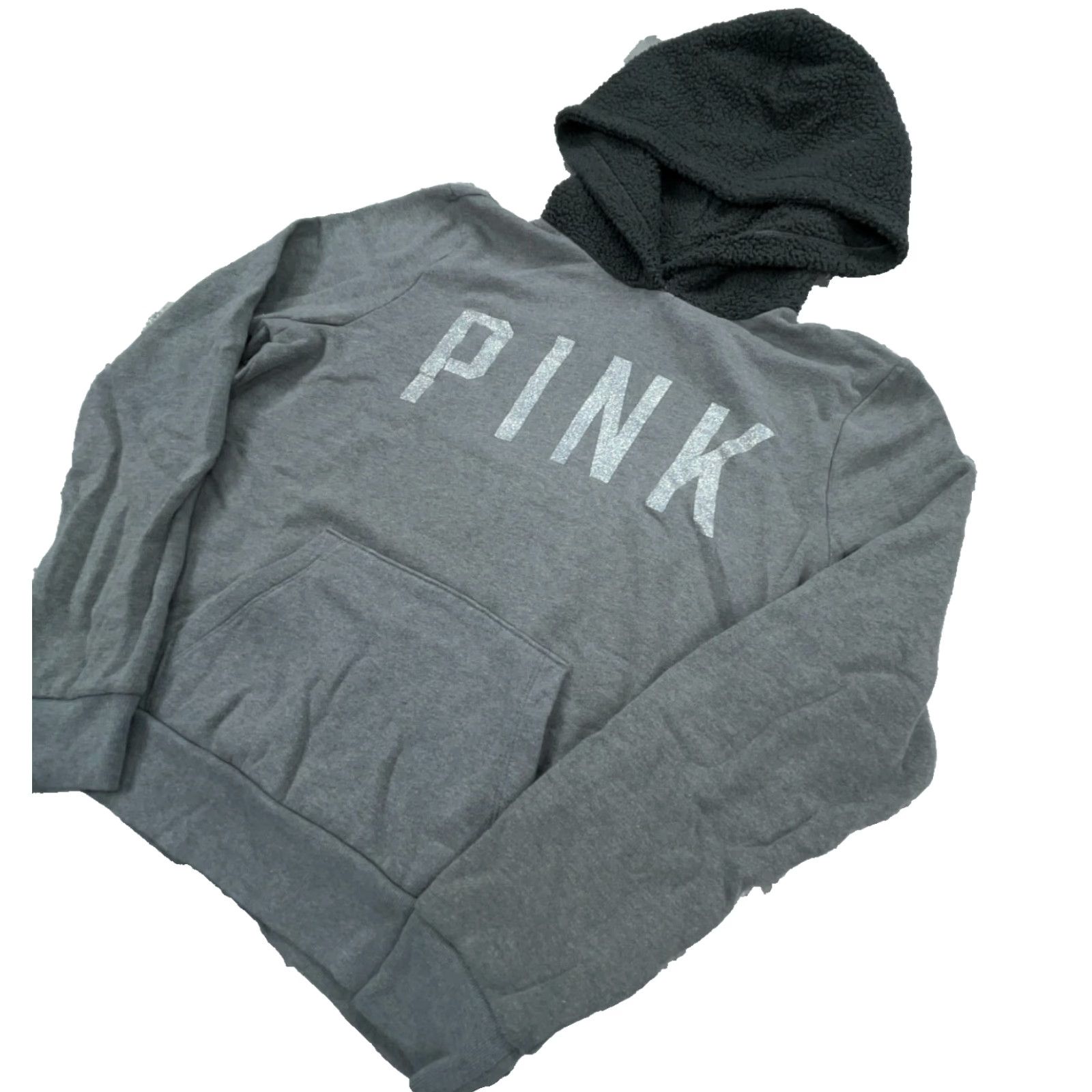 Victoria's Secret Victoria's Secret PINK Hoodie Women Small Gray Sweatshirt Sweater Top Logo Graphic Print Hooded Pullover Casual Activewear Winter Spring Summer Fall Size S / US 4 / IT 40 - 2 Thumbnail