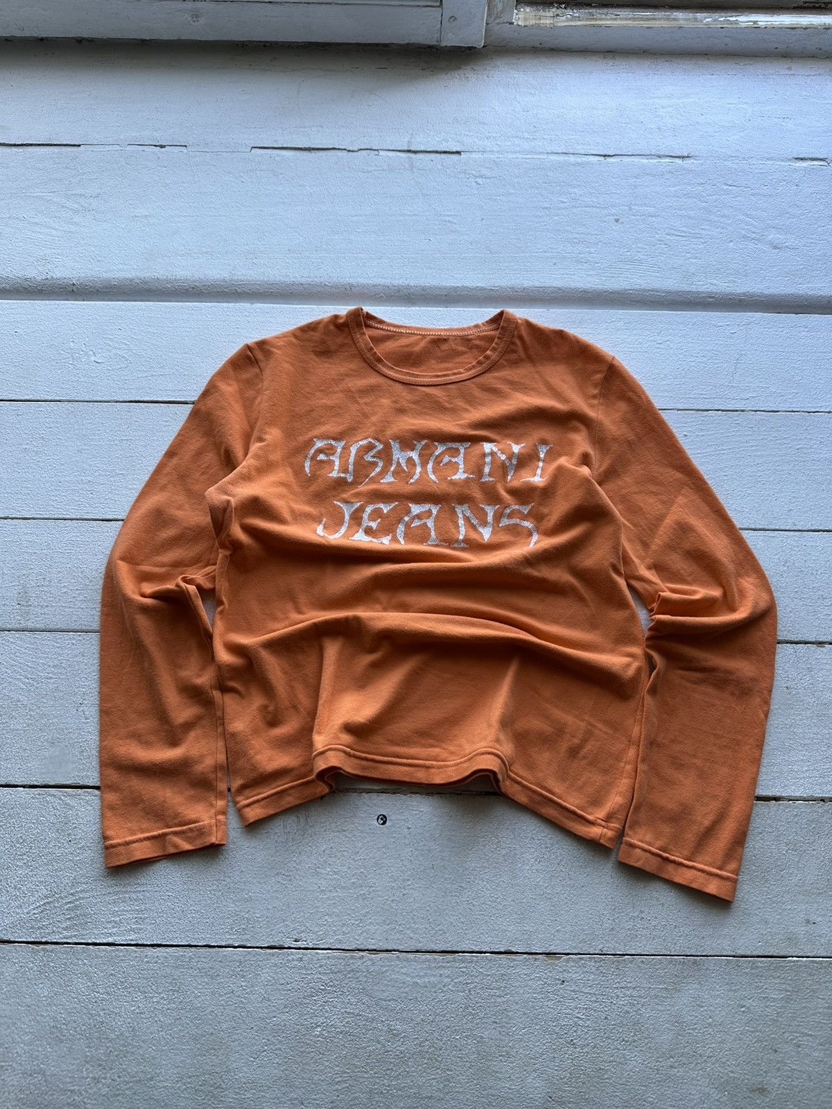 Armani 🚨VNTG Armani BIG SILVER LOGO RARE Y2K LONGSLEEVE Size L / US 10 / IT 46 - 1 Thumbnail