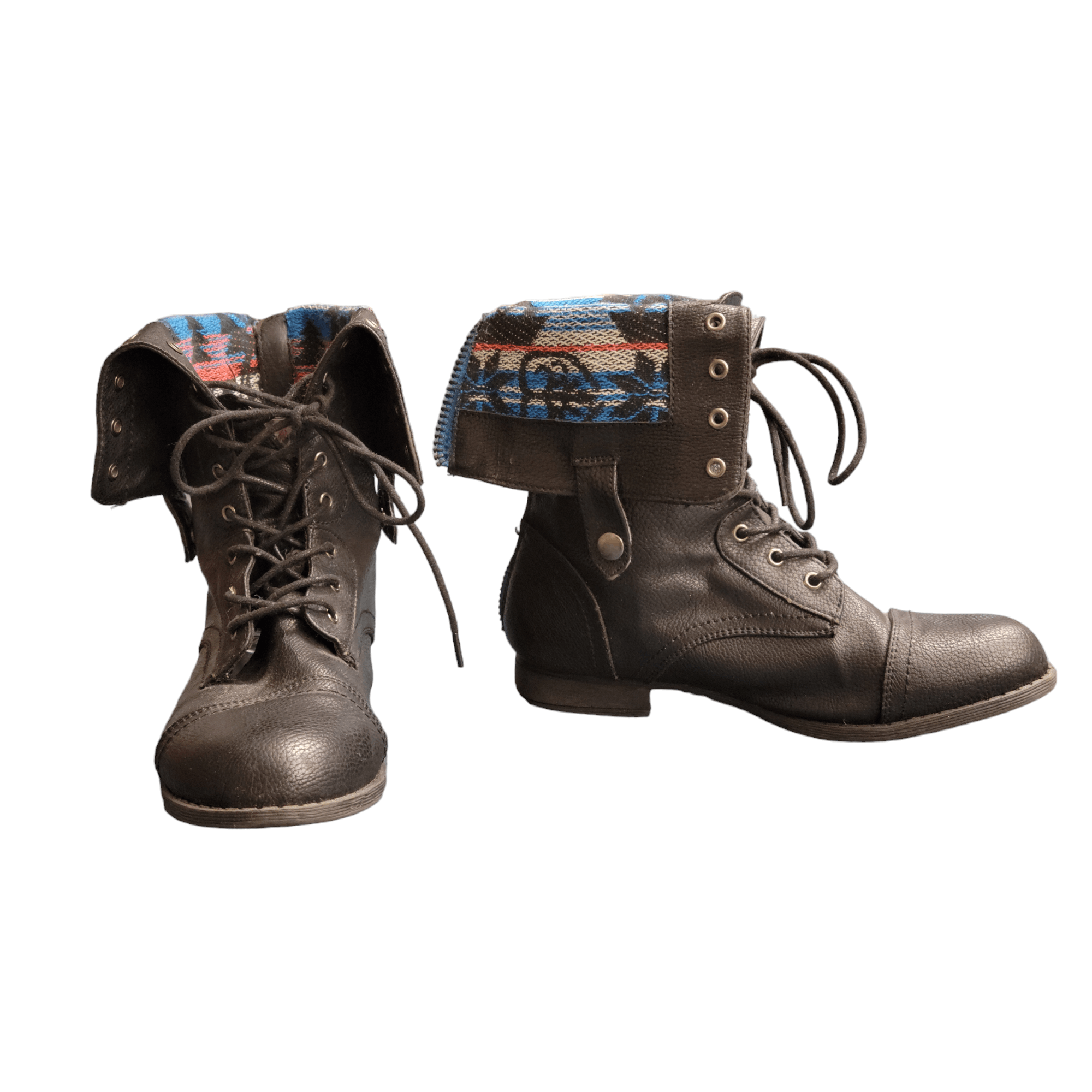 NBDN Nobrandedon Herstyle Black Southwestern Contrast Combat Boots Size US 7 / IT 37 - 1 Thumbnail