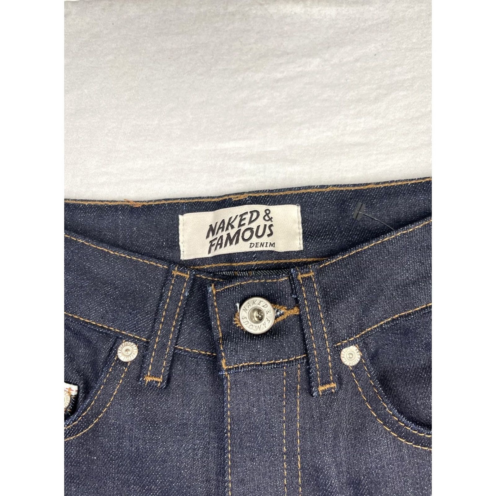 Vintage Naked & Famous Jeans Womens 25x32 Inseam High Skinny Nightshade Stretch Selvedge Jeans Size 42" / US 20 - 7 Thumbnail
