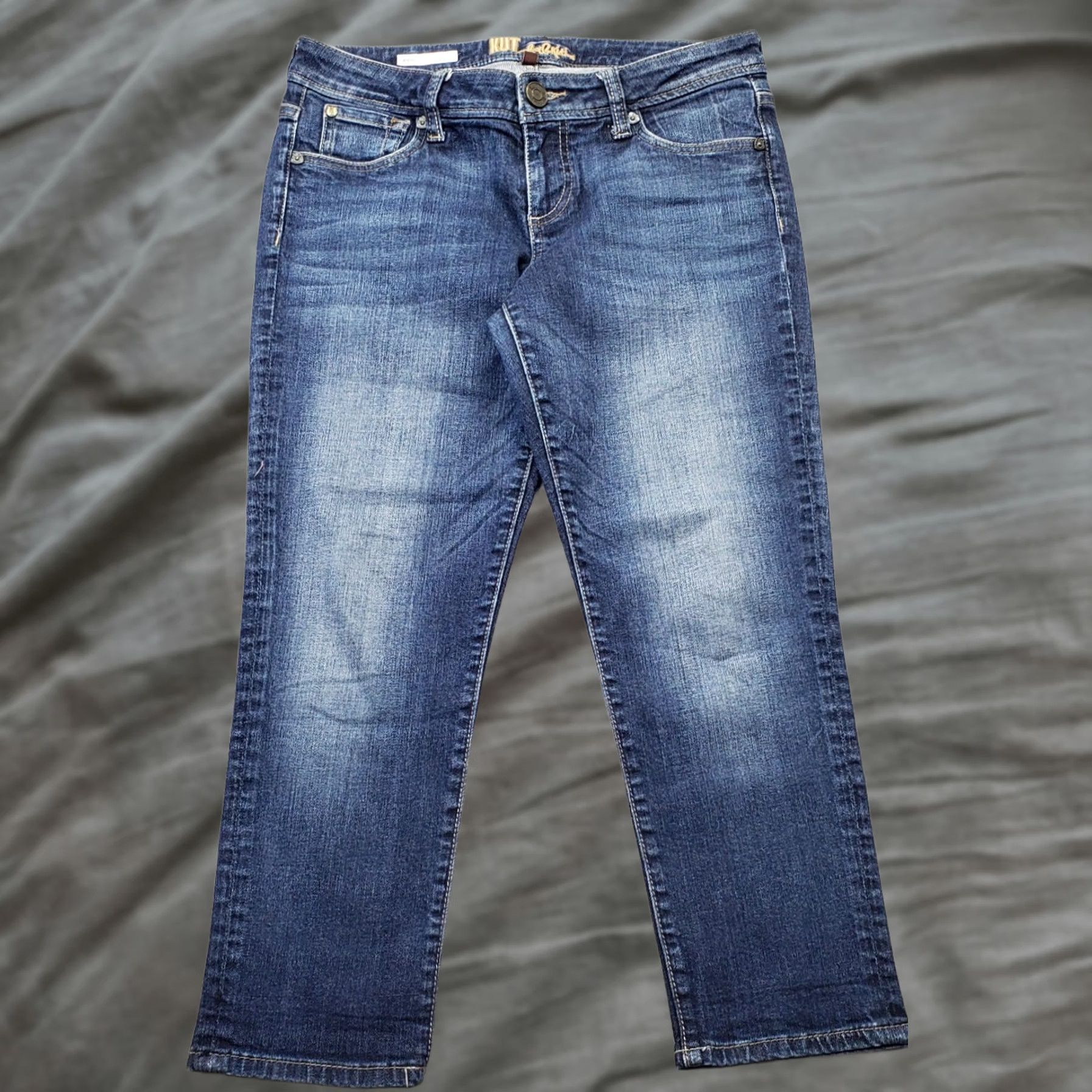 Vintage KUT from the Kloth Angie Cropped Boyfriend Jeans Womens 4 Blue Denim Skinny Leg Jeans Size 27" / US 4 / IT 40 - 1 Thumbnail