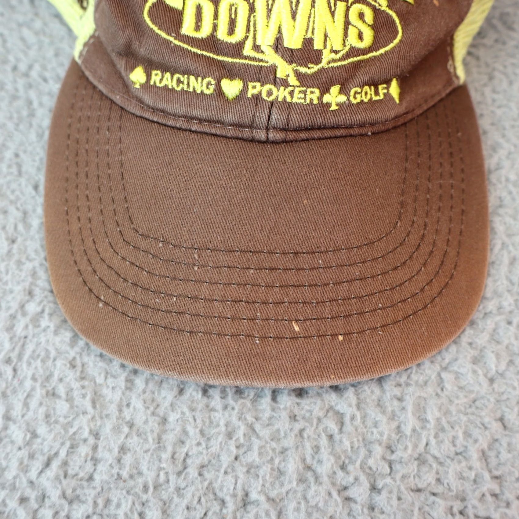 Vintage Brown Adjustable Strap Back Baseball Cap Horse Racing Poker Golf Y2K Hat Size ONE SIZE - 3 Thumbnail