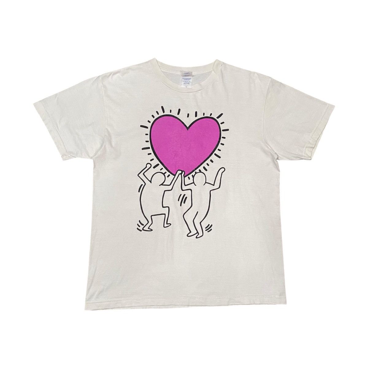 Jean-Michel Basquiat × Keith Haring RARE! Keith Haring x Jean-Michel Basquiat Art T Shirt Size US L / EU 52-54 / 3 - 1 Thumbnail