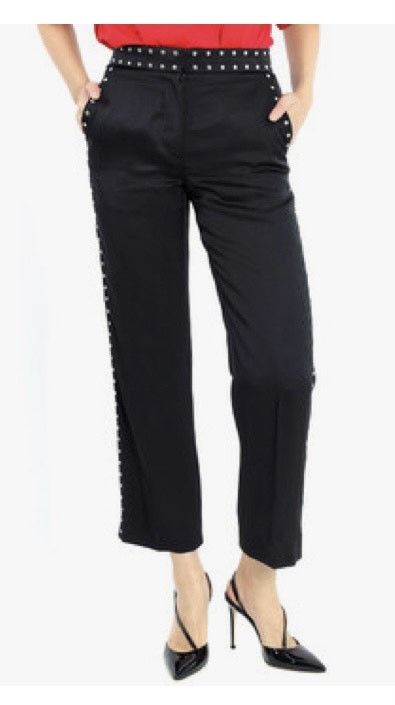 Burberry Burberry Black Silk Satin Studded Tailored Trousers pants Size 24" / US 00 / IT 34 - 2 Thumbnail