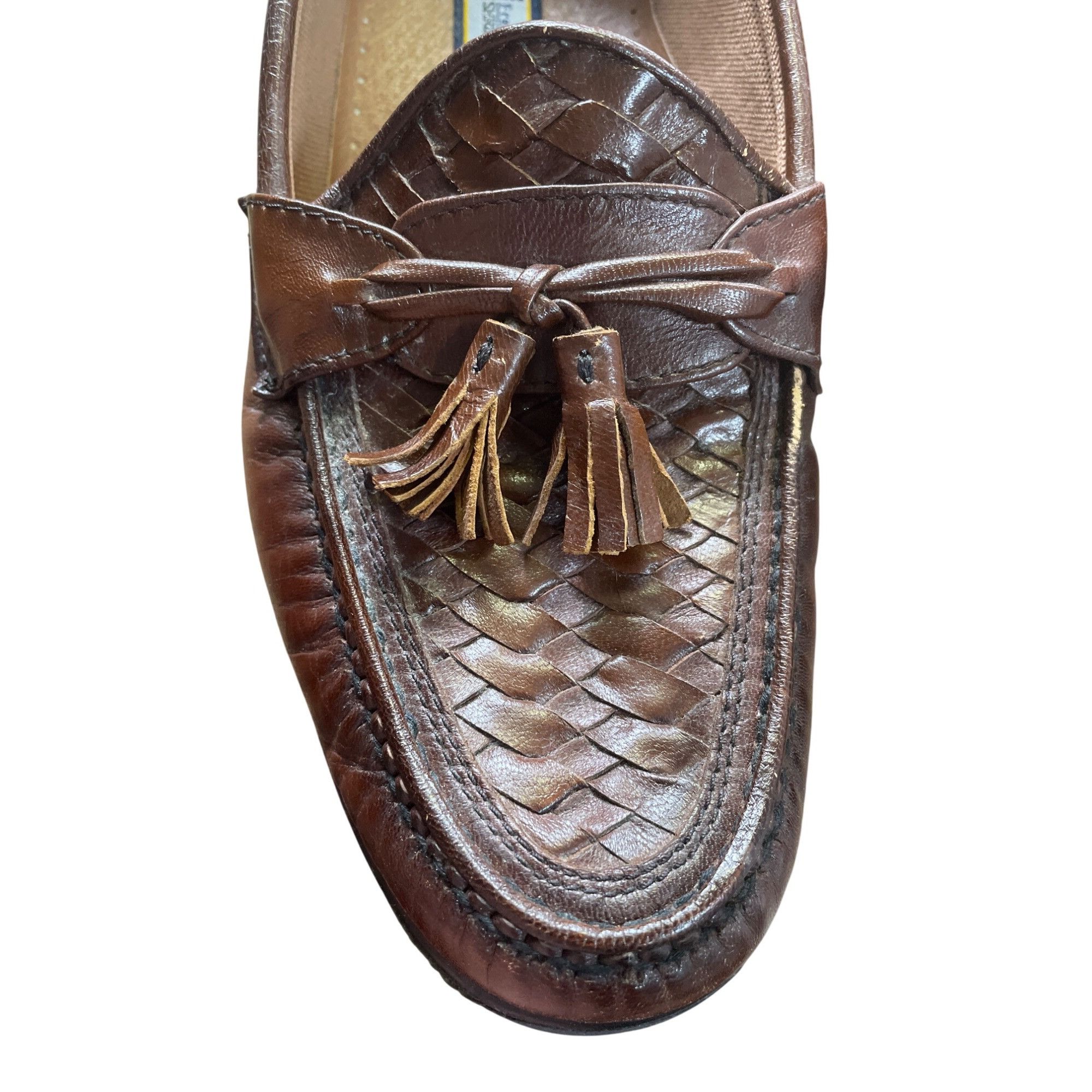 Designer French Shriner Mens Brown Leather Tassel Loafers Size 8.5M S Size US 8.5 / EU 41-42 - 8 Thumbnail