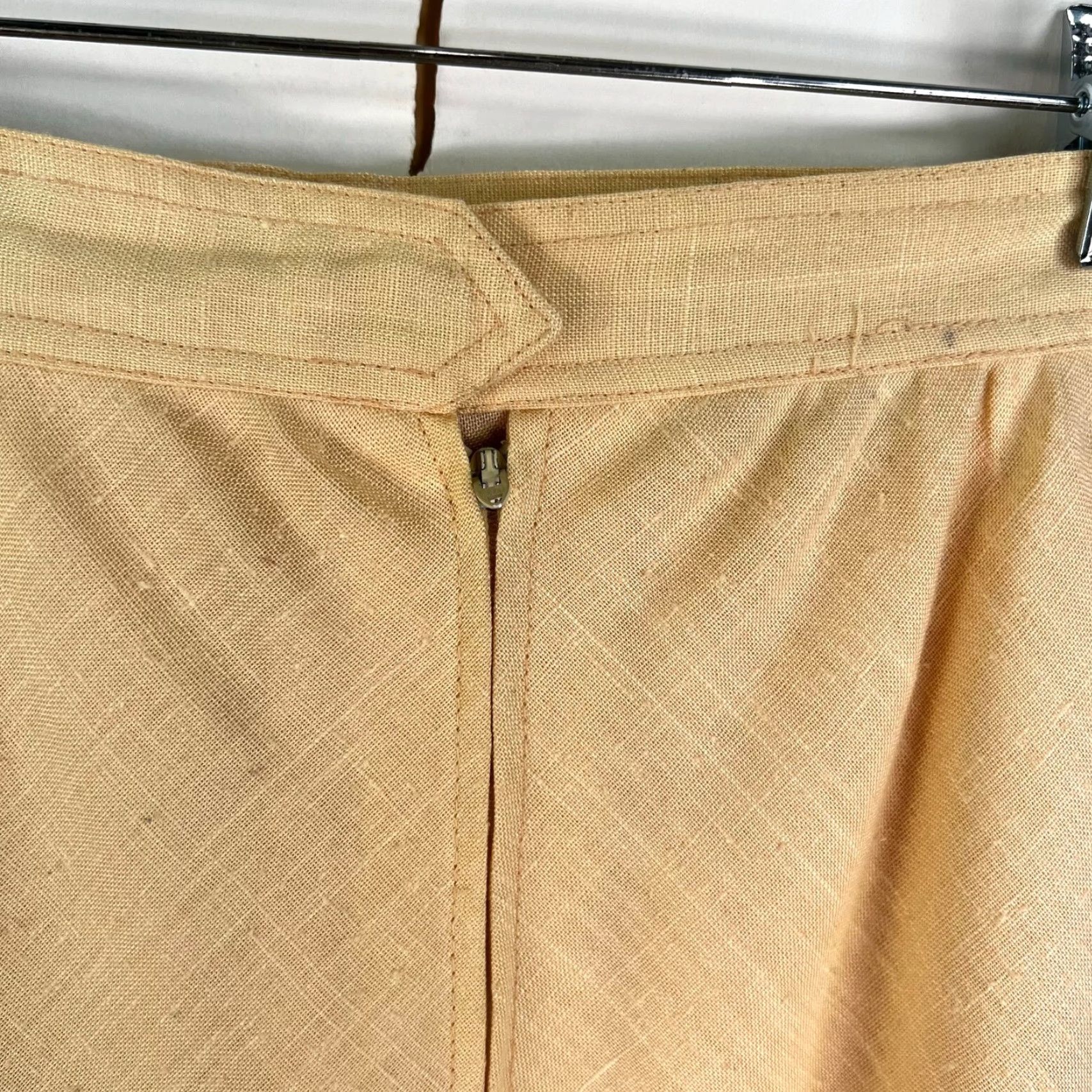 Vintage Vintage Evaa Picon A-Line Linen Skirt Women’s Size 14 Yellow Pockets 80s Midi Fall Spring Summer Size 36" / US 14 / IT 50 - 5 Thumbnail
