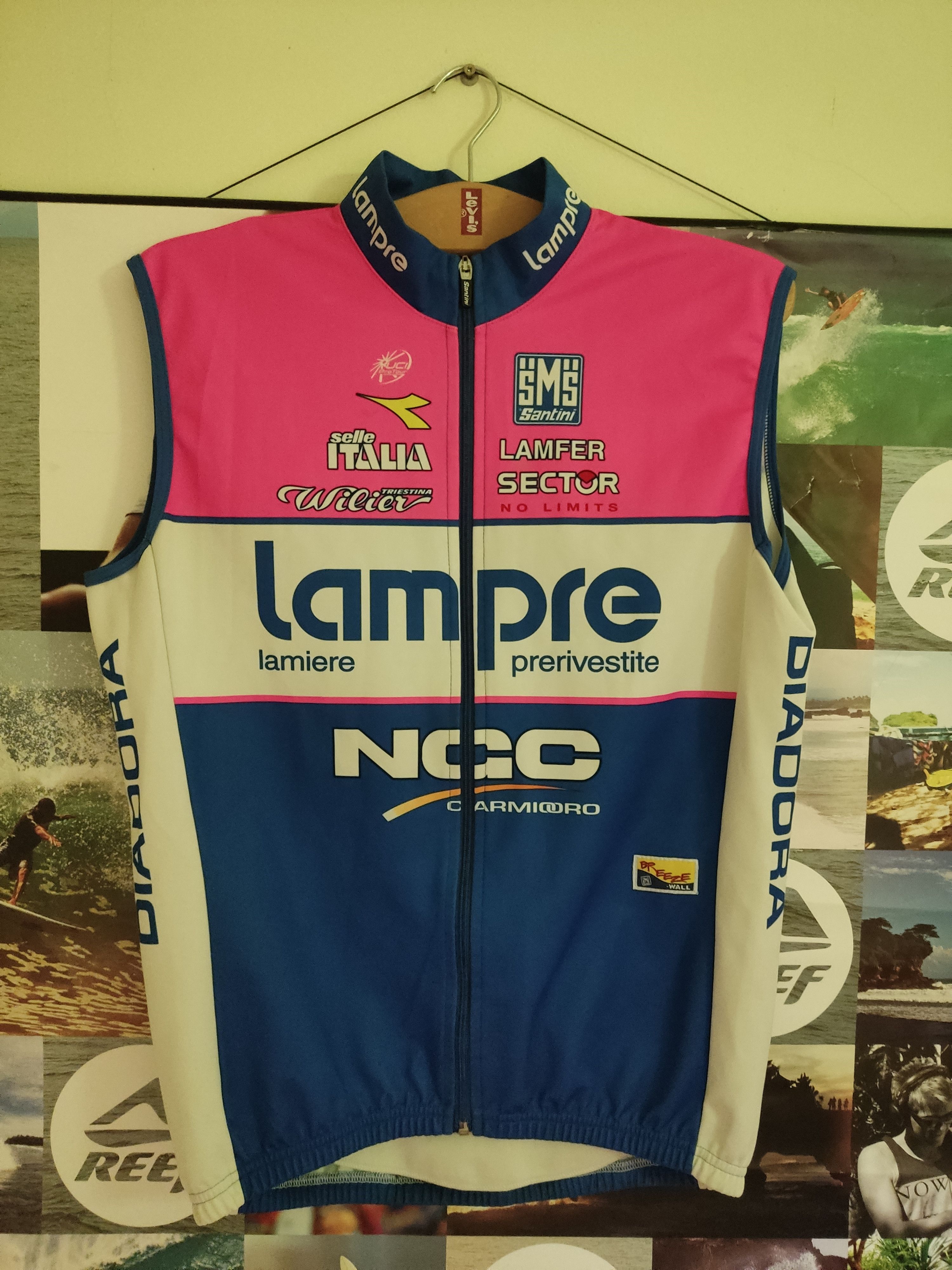 Image of Cycle Lampre Cycling Vest 2009 Vintage in Pink, Men's (Size XL)