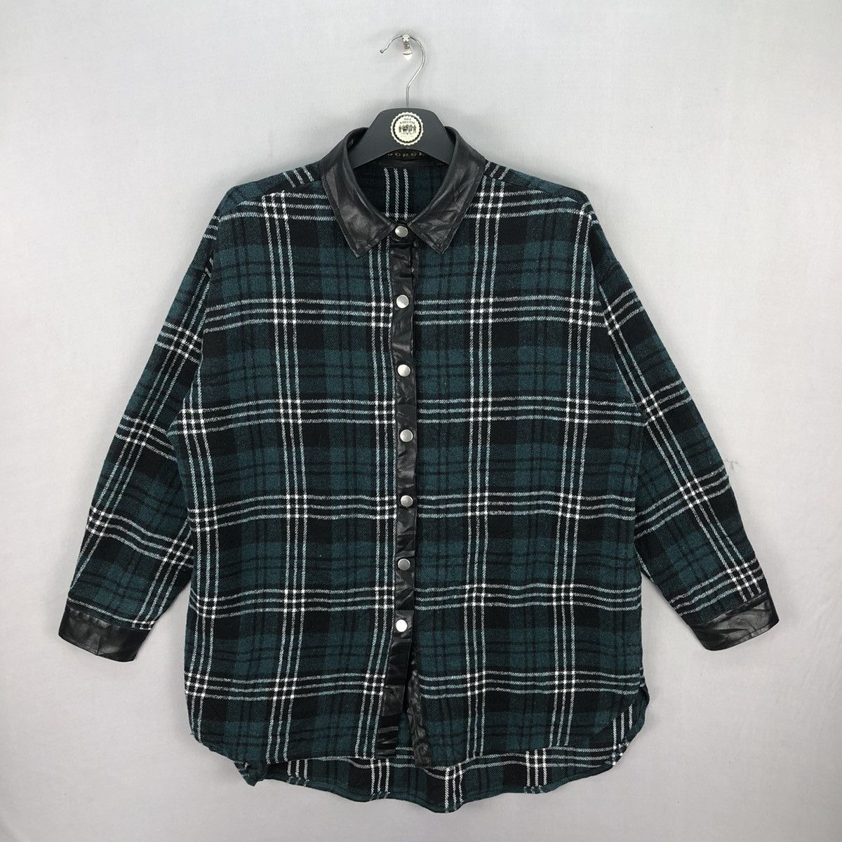 Japanese Brand Vintage Flannel Green Tartan Check Snap Button up by Gorge Size M / US 6-8 / IT 42-44 - 1 Thumbnail