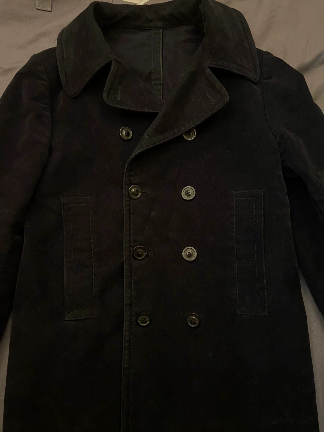 Maison Margiela maison margiela double-breasted coat in navy Size US L / EU 52-54 / 3 - 1 Thumbnail