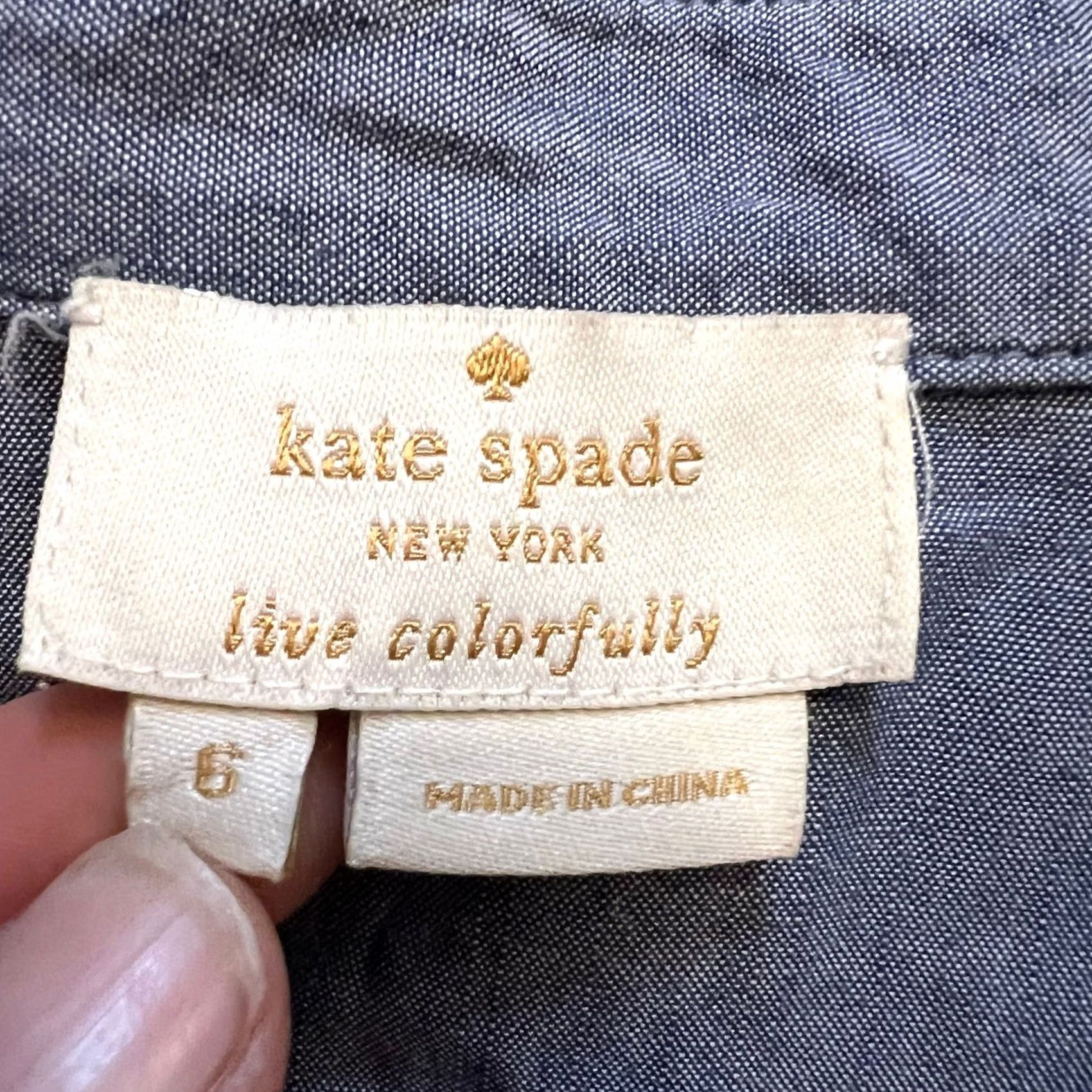 Vintage Kate Spade Womens 6 Button Down Chambray Blue Pleat Bib Top Size M / US 6-8 / IT 42-44 - 7 Thumbnail