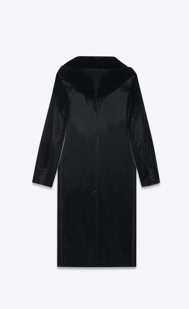 Saint Laurent Paris o1loc1c0225 Lacquered Effect Long Coat in Black Size US L / EU 52-54 / 3 - 2 Thumbnail